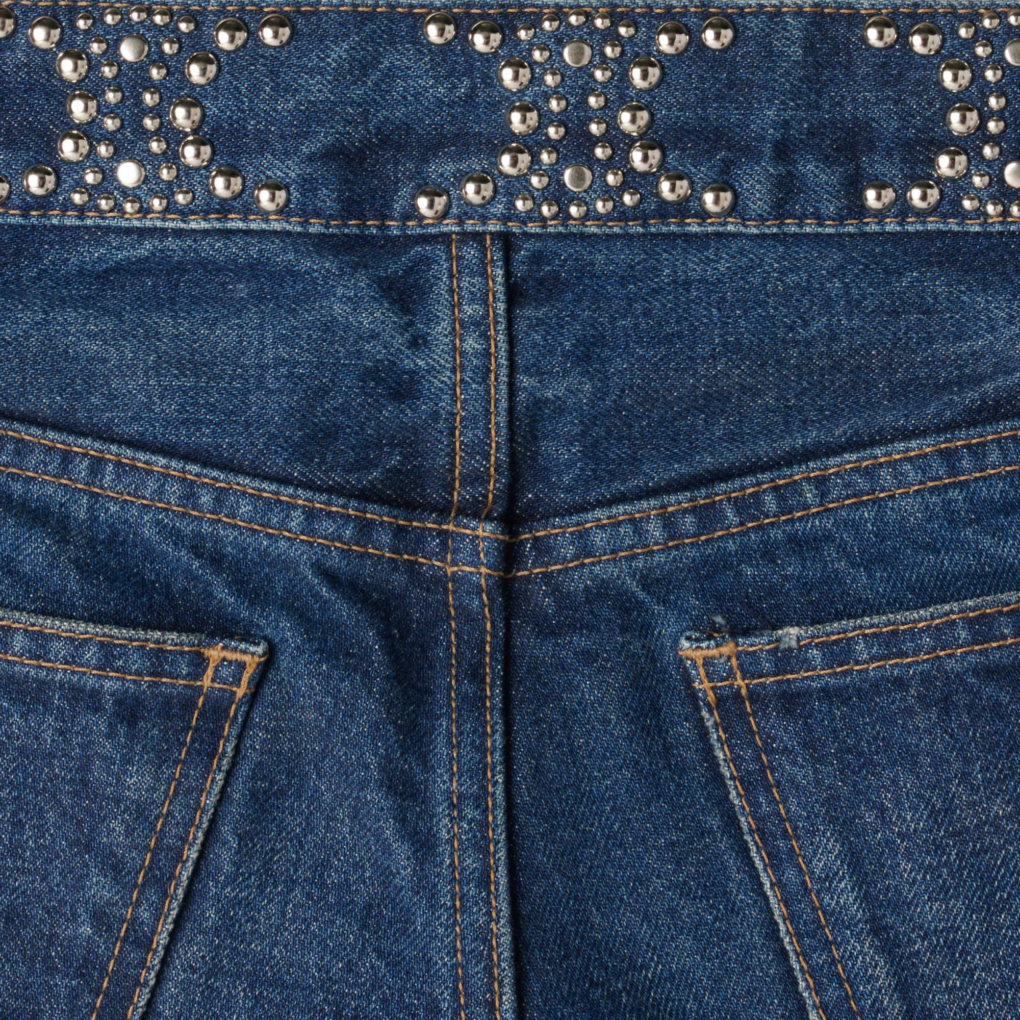 Triomphe Studs Mini Shorts - Clean Dark Union Wash - Image 2