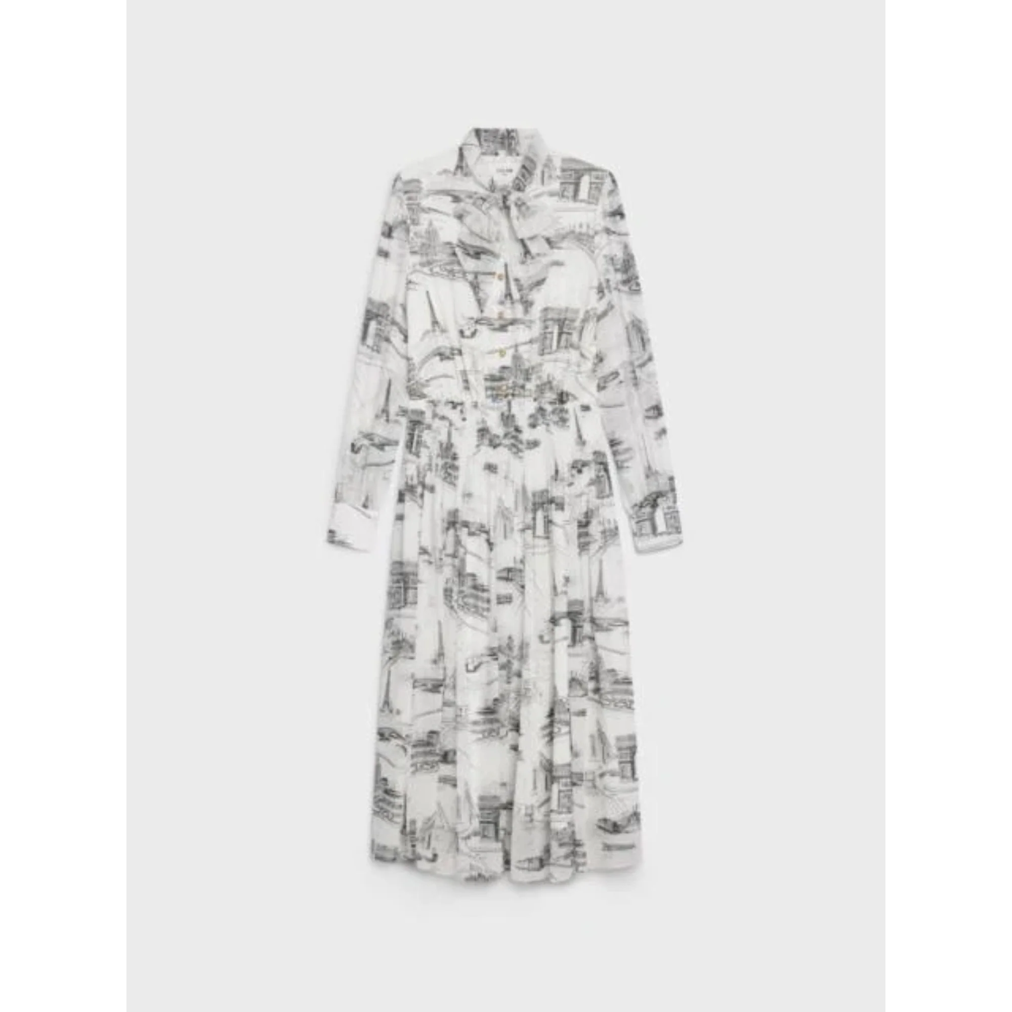 Pleated Lavalliere Dress - Off White/Noir