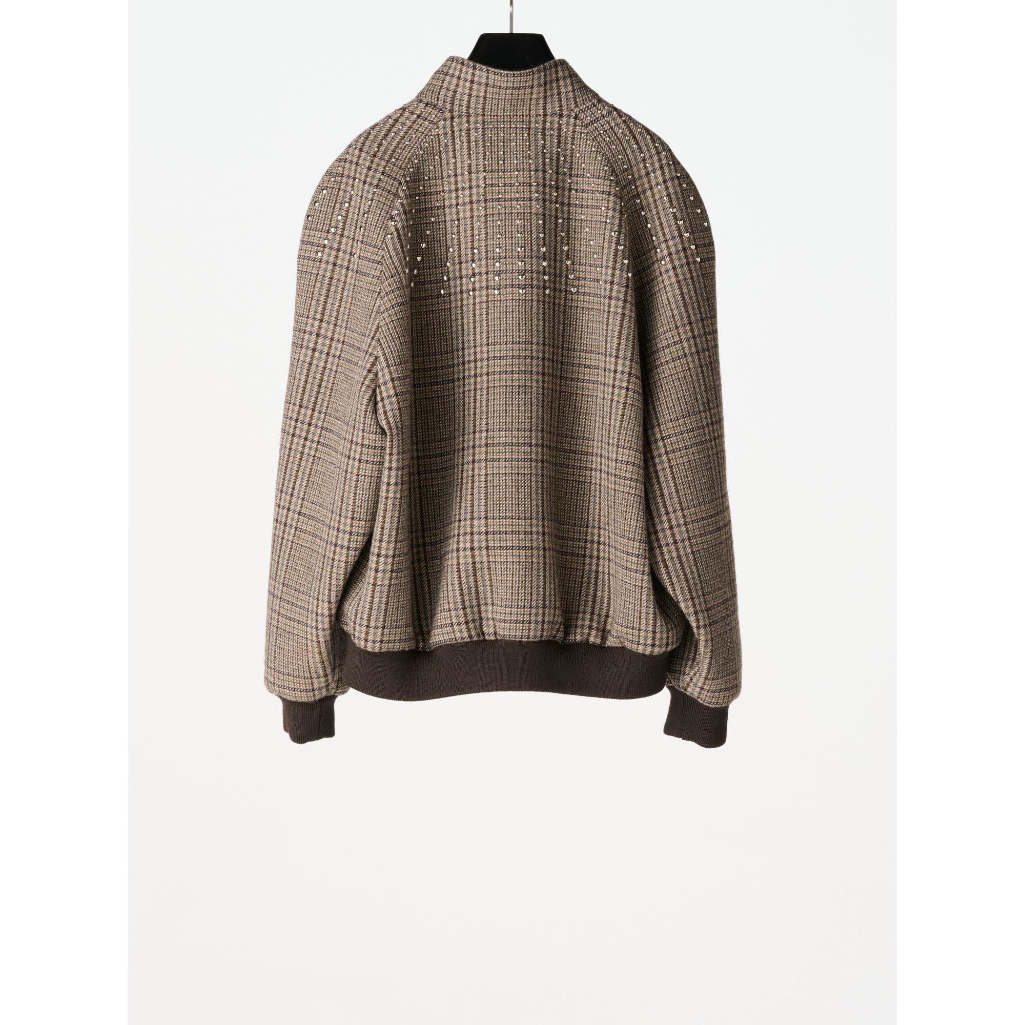 Embroidered Teddy Stand Collar - Brown/Khaki/Chalk - Image 4