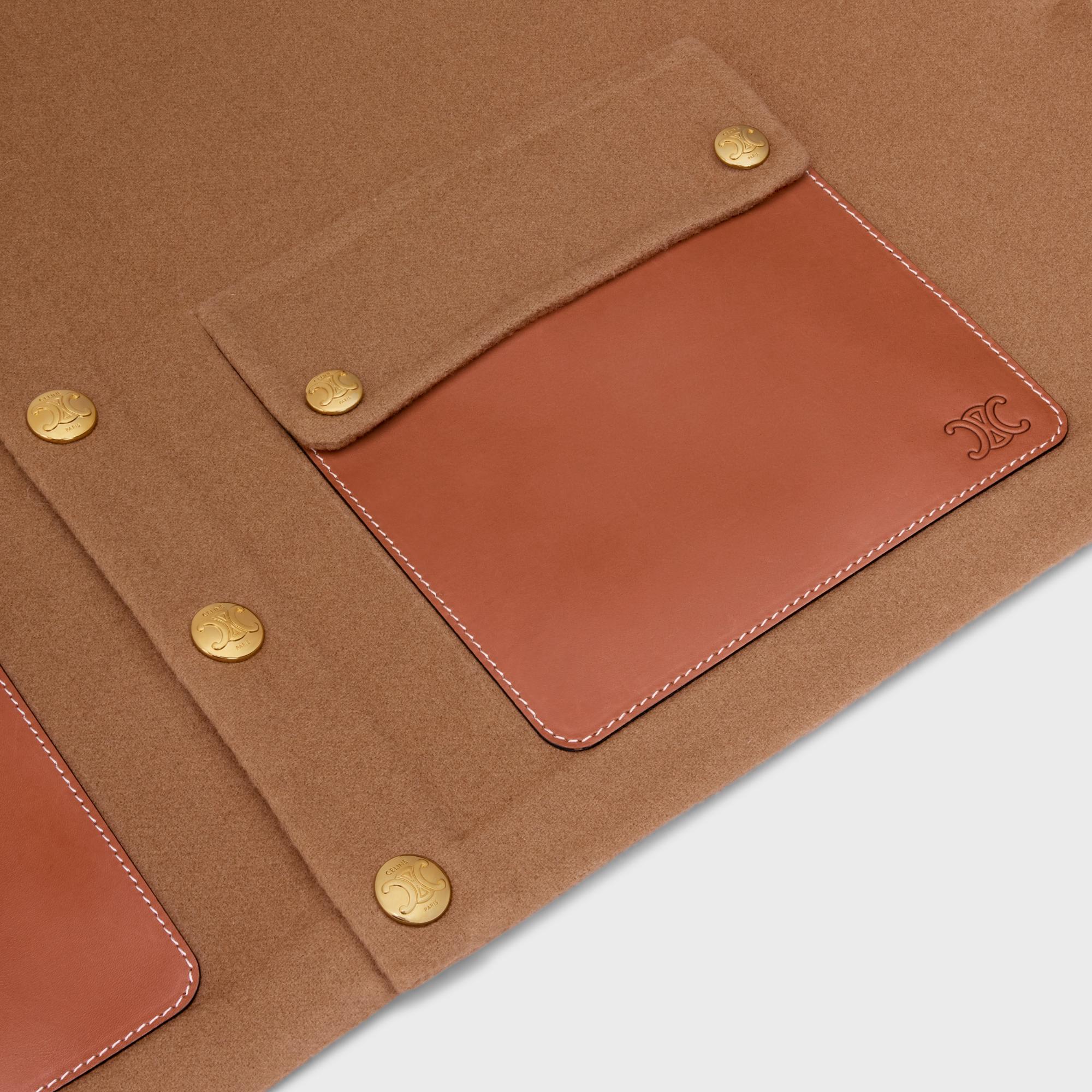 Leather Pocket Cardigan - Camel - Image 3
