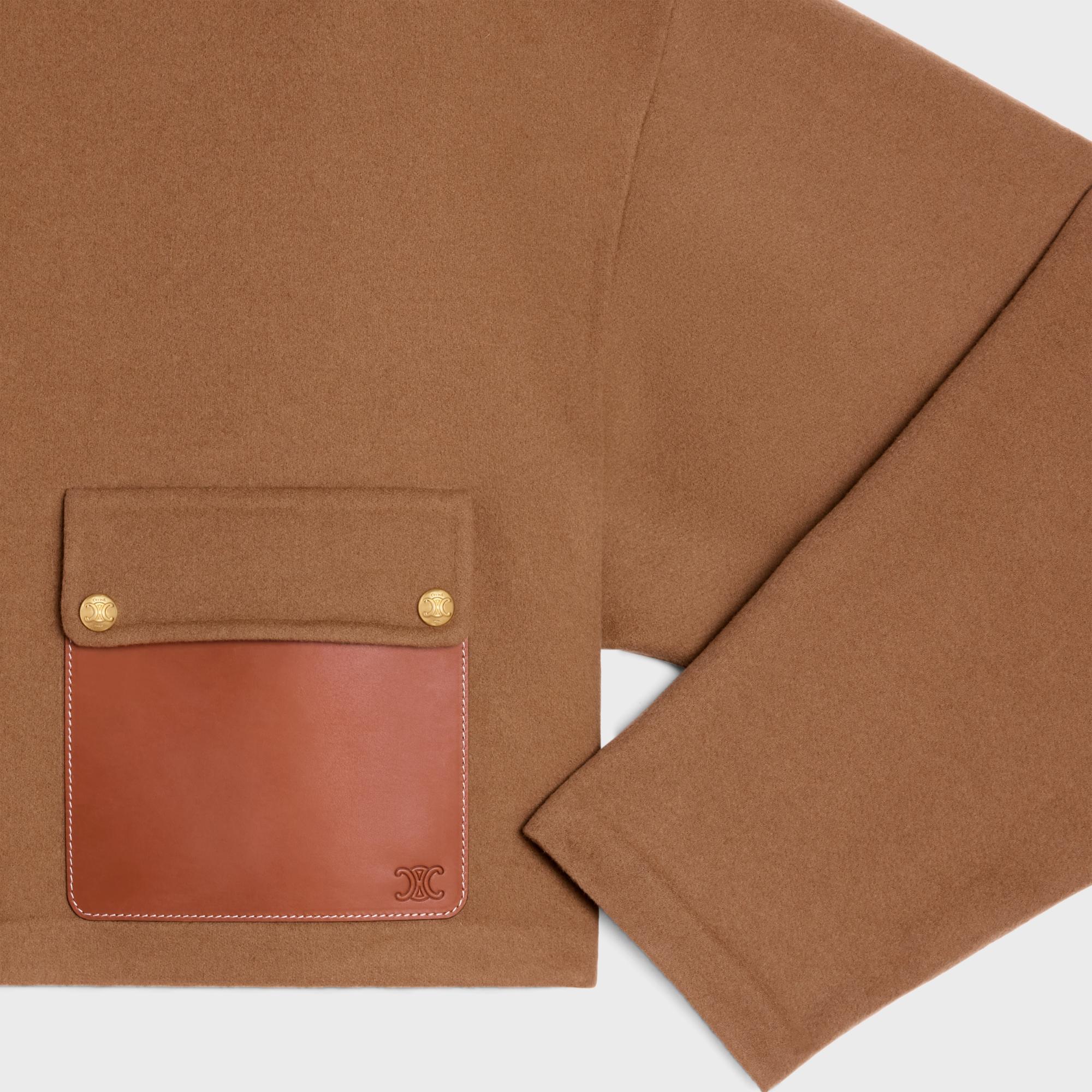 Leather Pocket Cardigan - Camel - Image 4