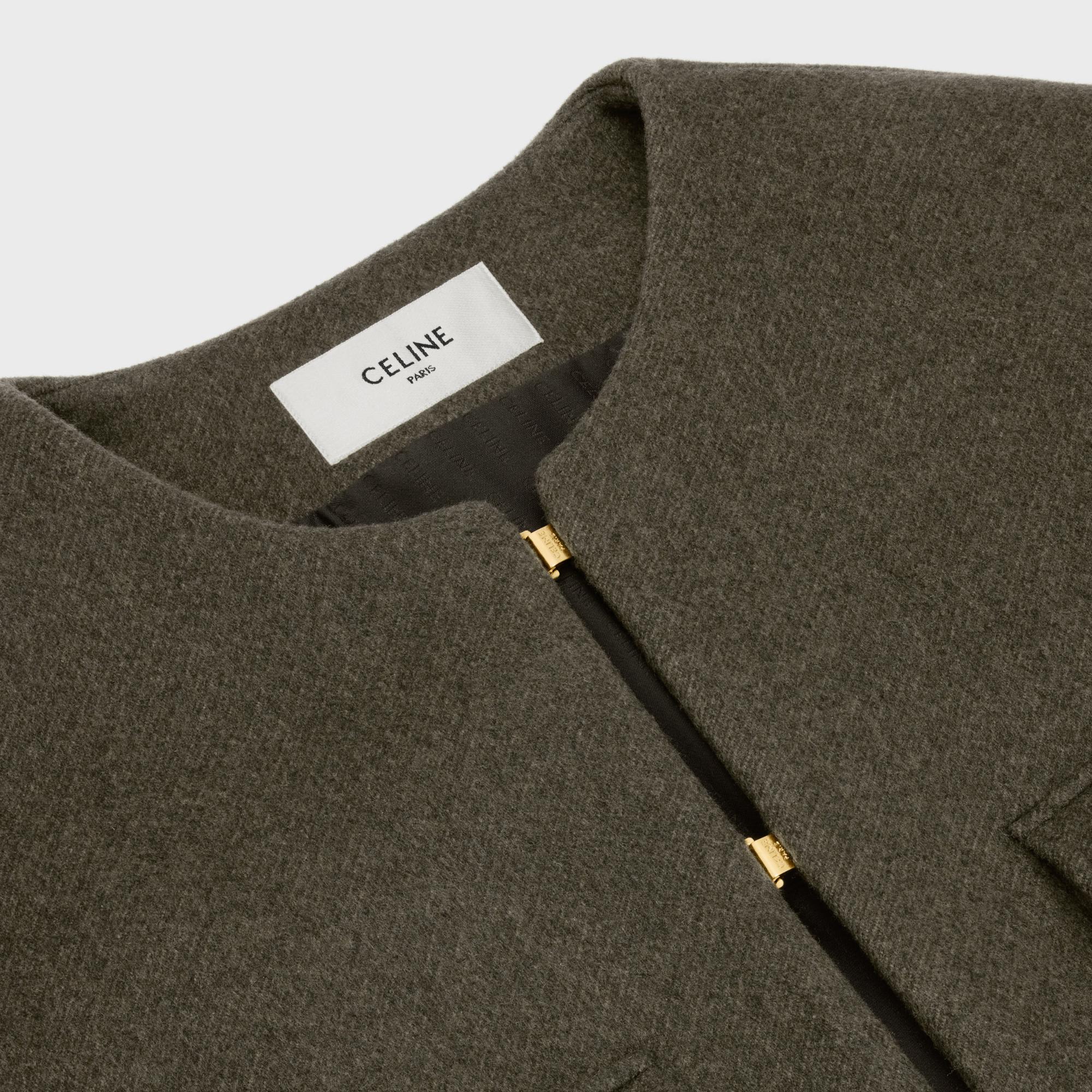 Jacket With Oversized Staple Pure Collar - Khaki Melange - Image 3