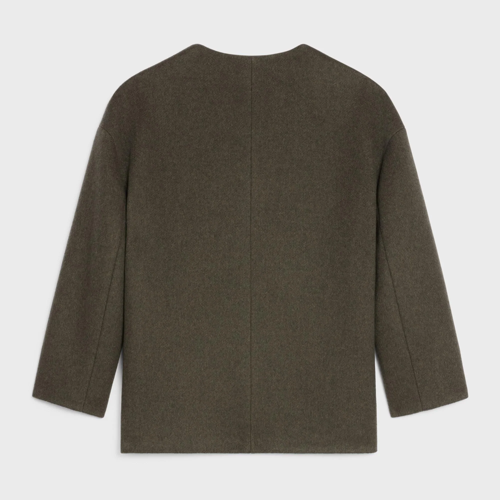 Jacket With Oversized Staple Pure Collar - Khaki Melange - Image 2
