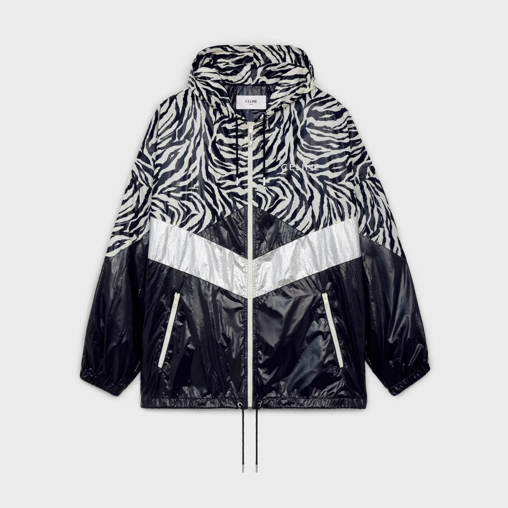 Nylon Cut-Out Jacket - Black/White