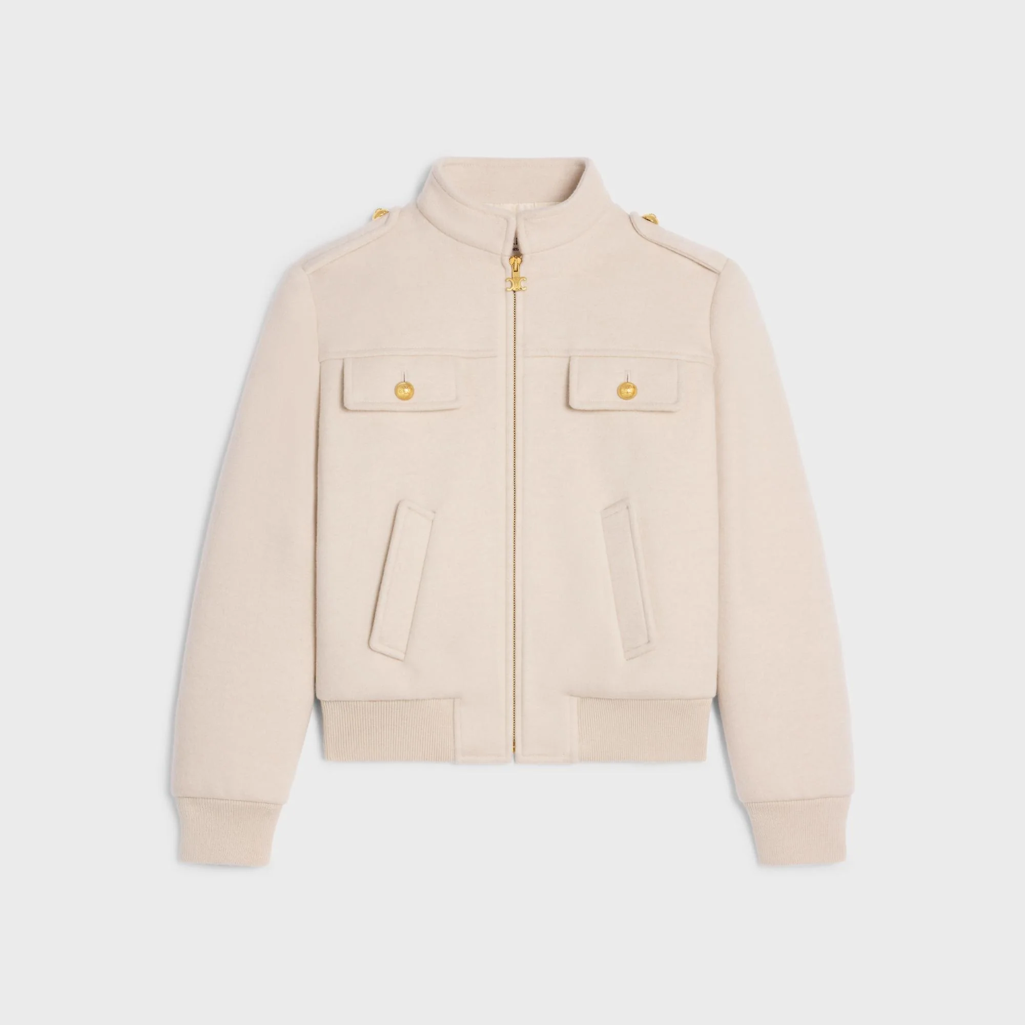 Blouson Col Officier - Cream - Image 2