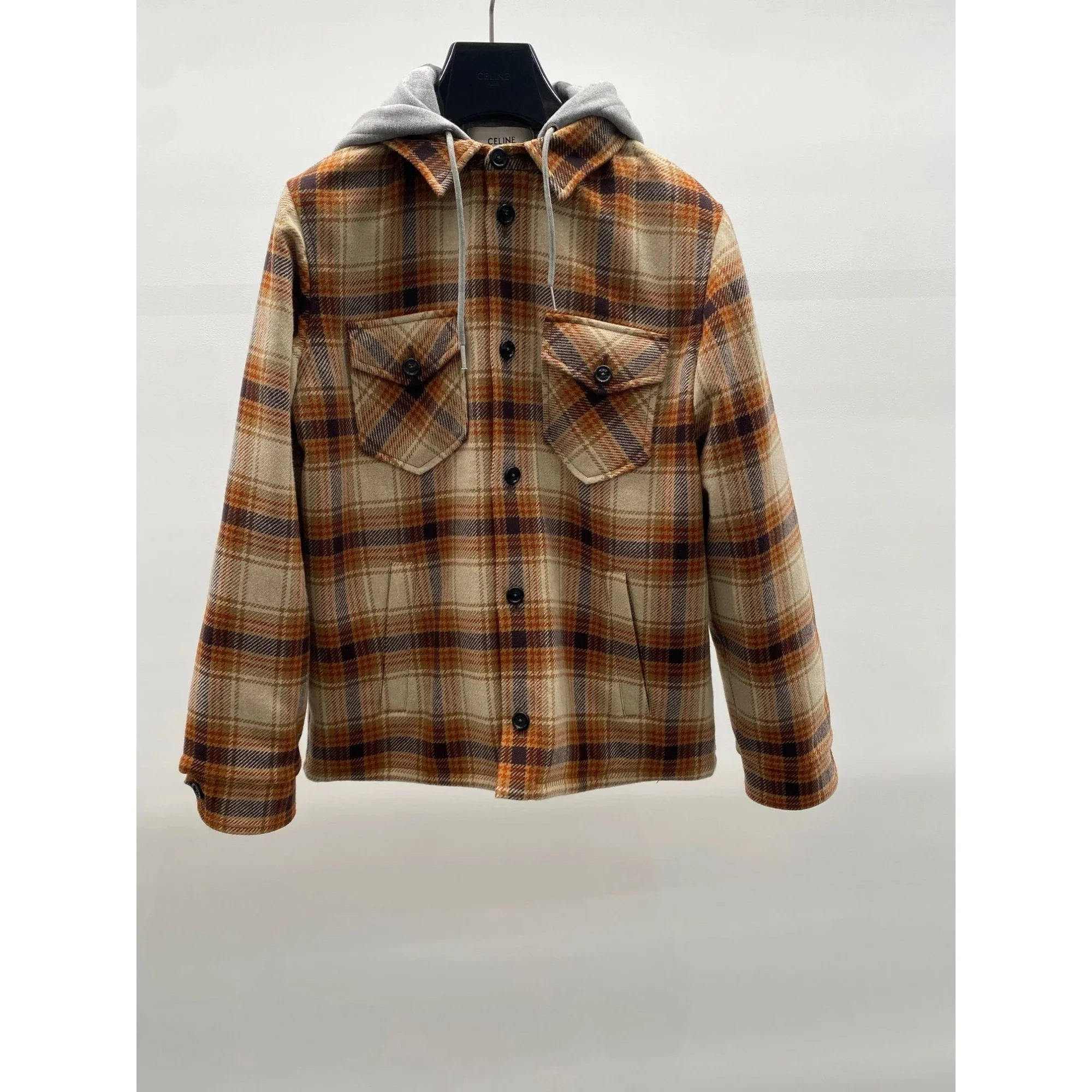 Celine Hooded Overshirt - Brown/Orange