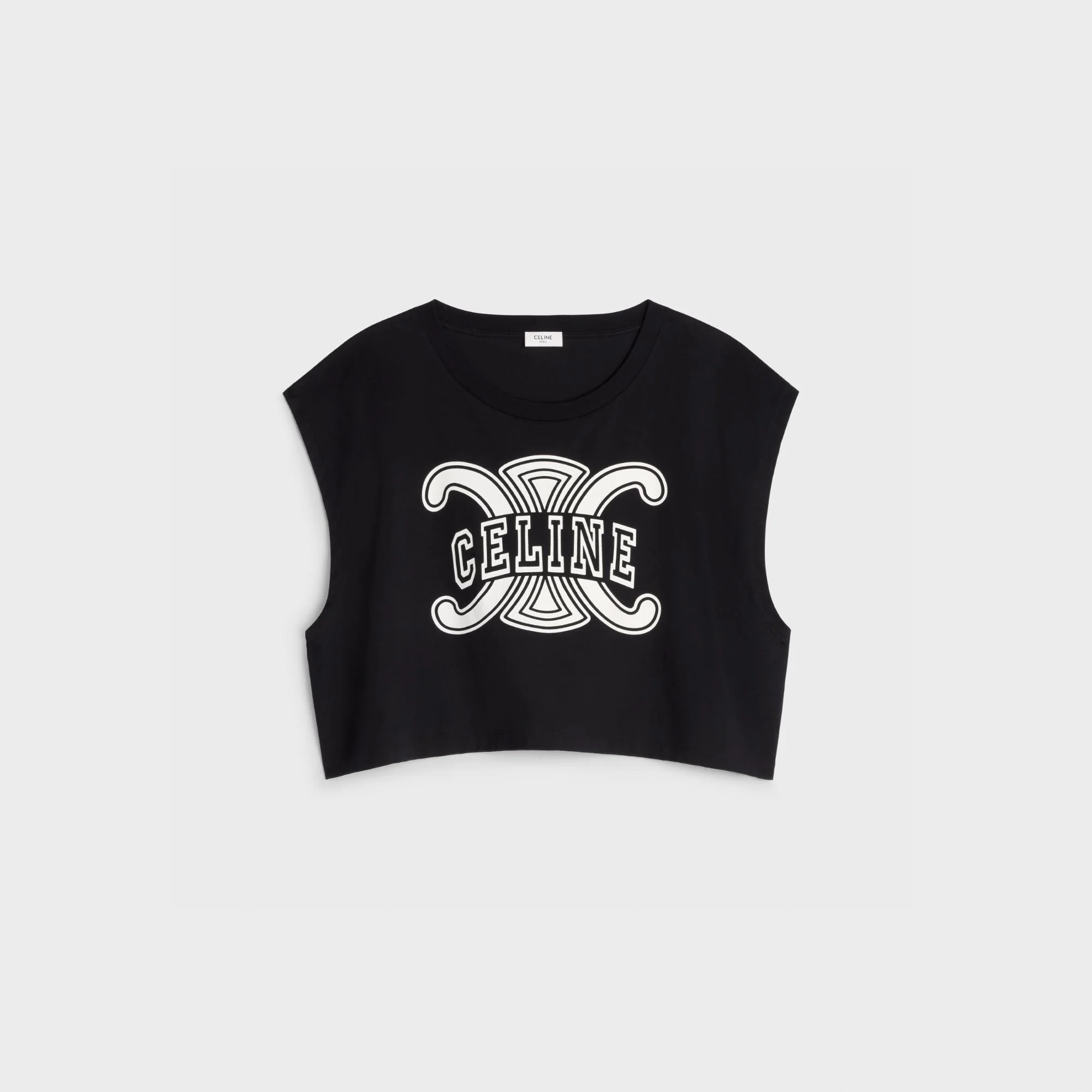 Celine Cropped Sleeveless Top - Black/White