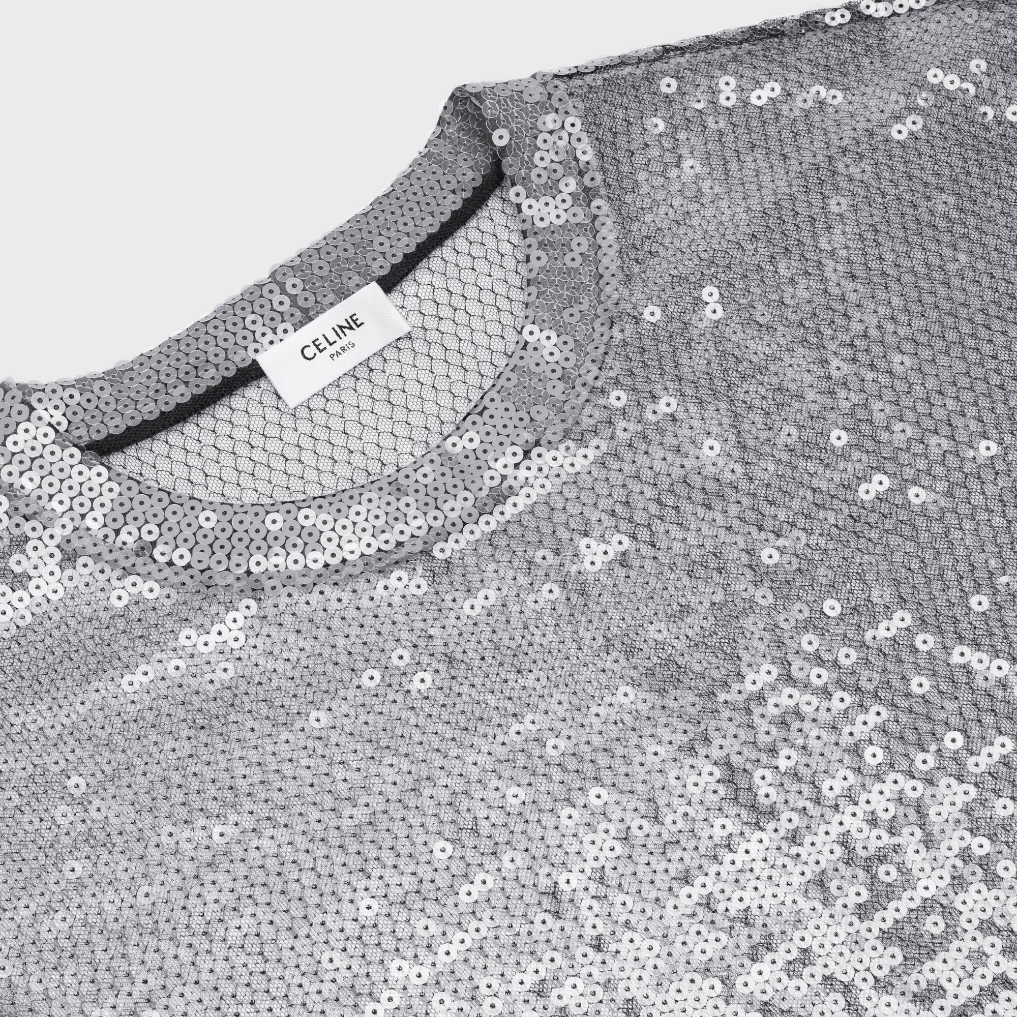 Loose Sequined T-Shirt - Black - Image 2