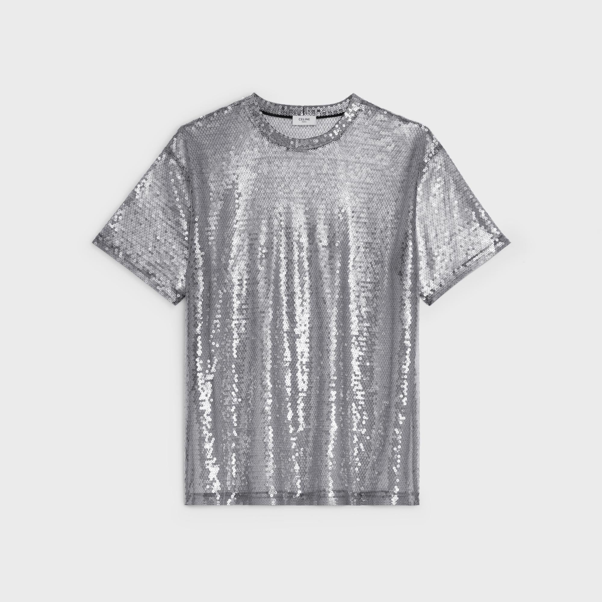 Loose Sequined T-Shirt - Black - Image 3
