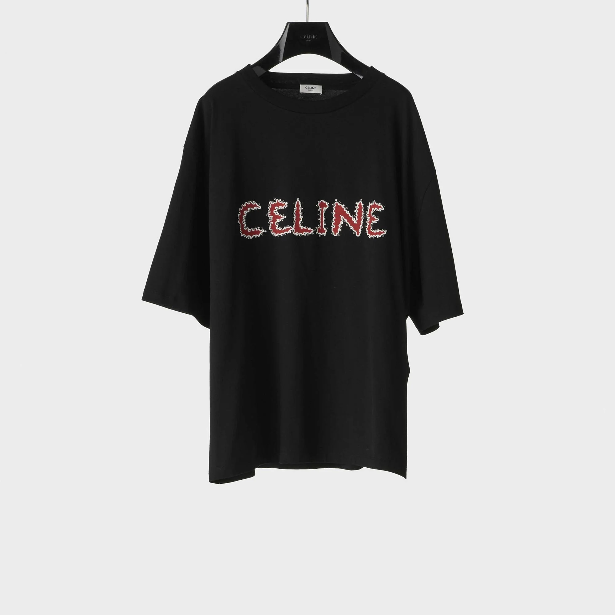 Loose Celine Strass T-Shirt - Black/Red