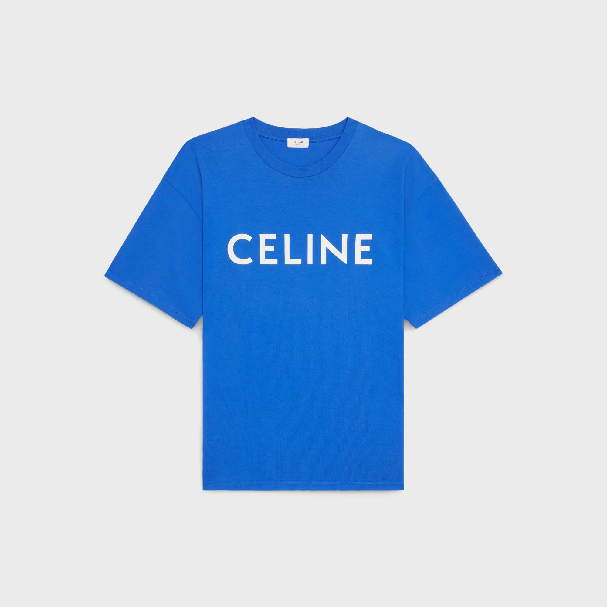 Loose Celine T-Shirt - Royal Blue/Off White