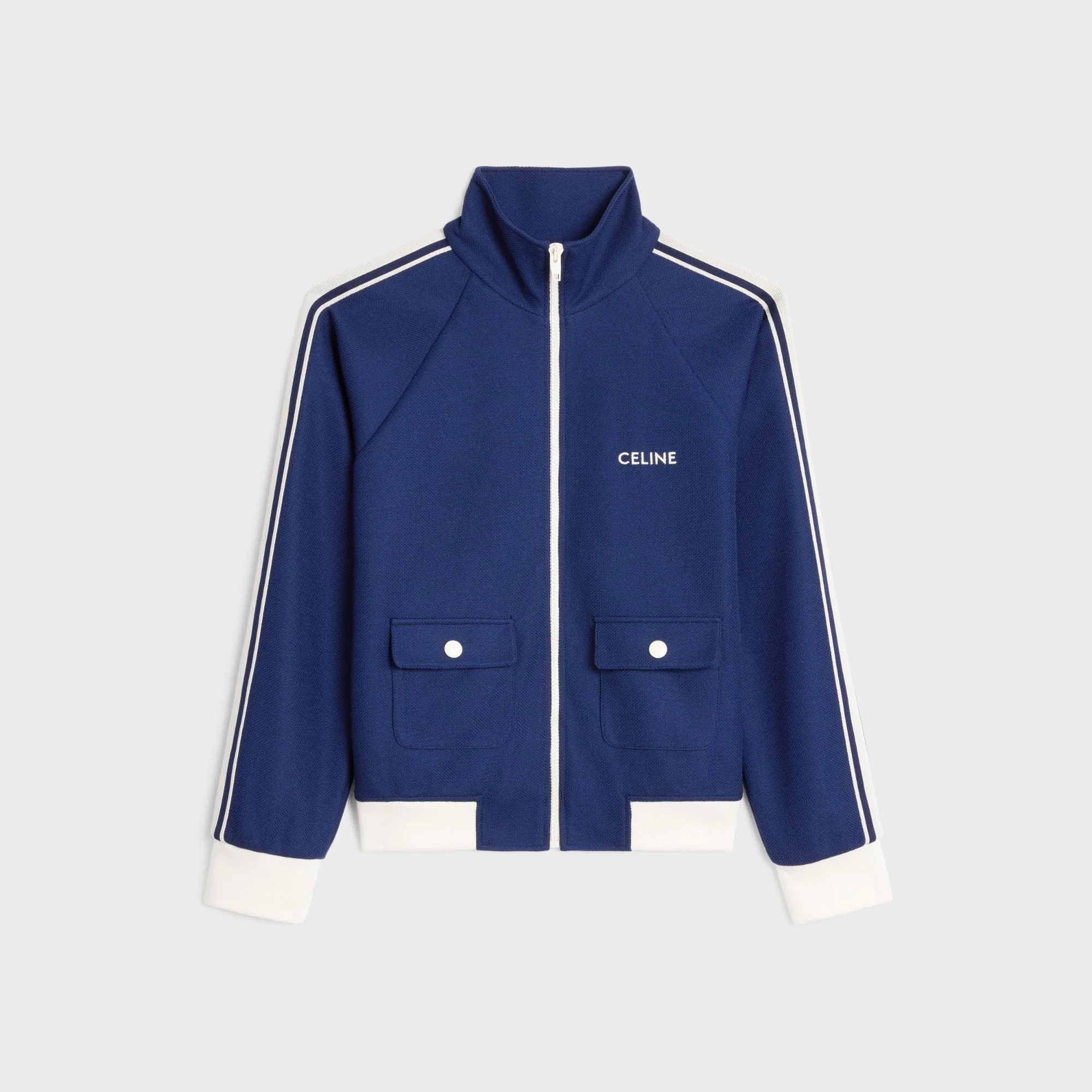 Celine Cropped Tracksuit Jacket - Navy/Off White