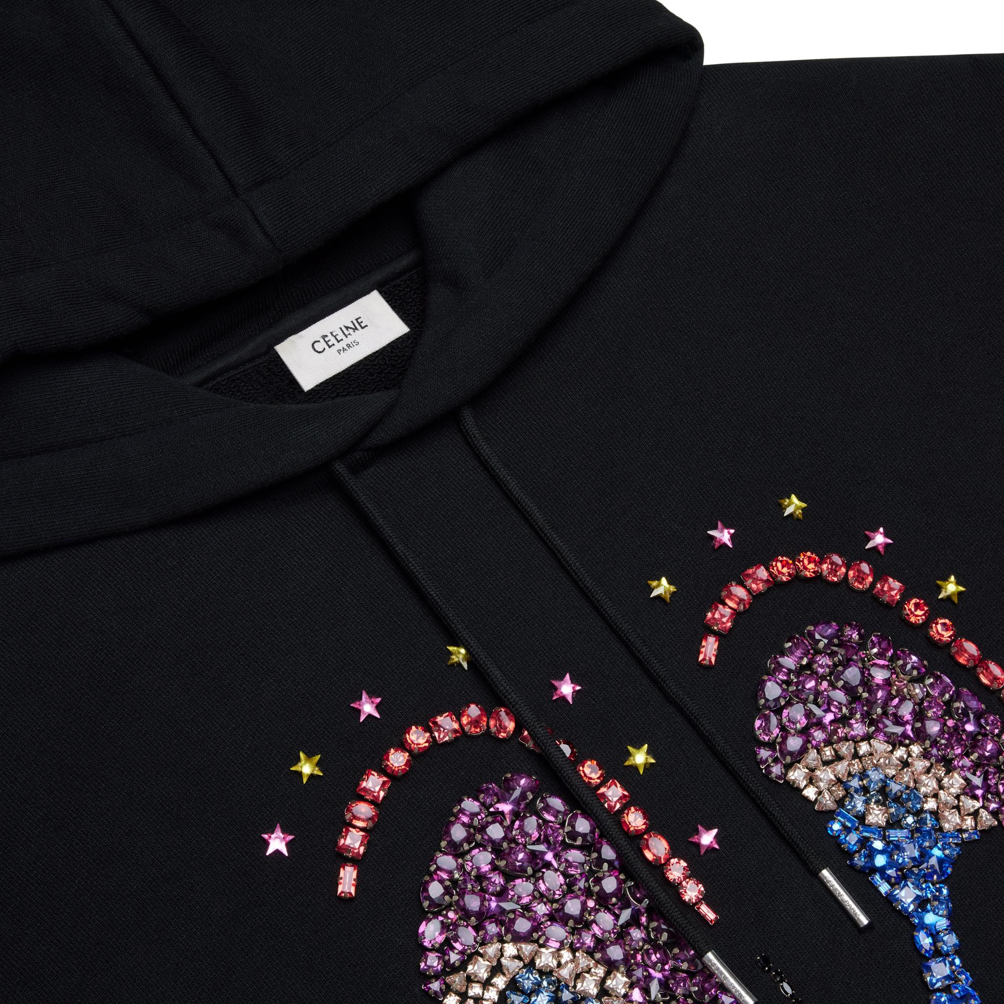 Hoodie Over Embroidery Face - Black - Image 3