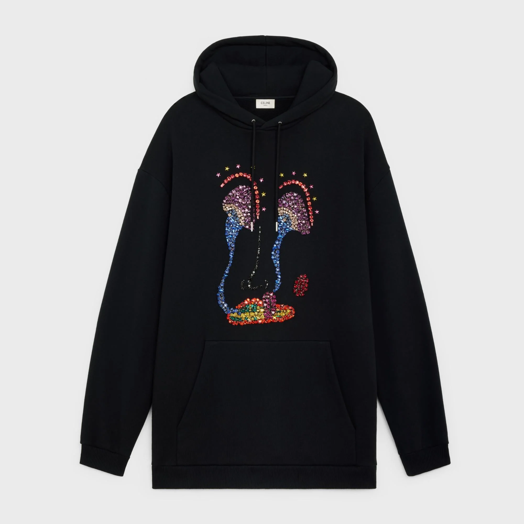 Hoodie Over Embroidery Face - Black - Image 5