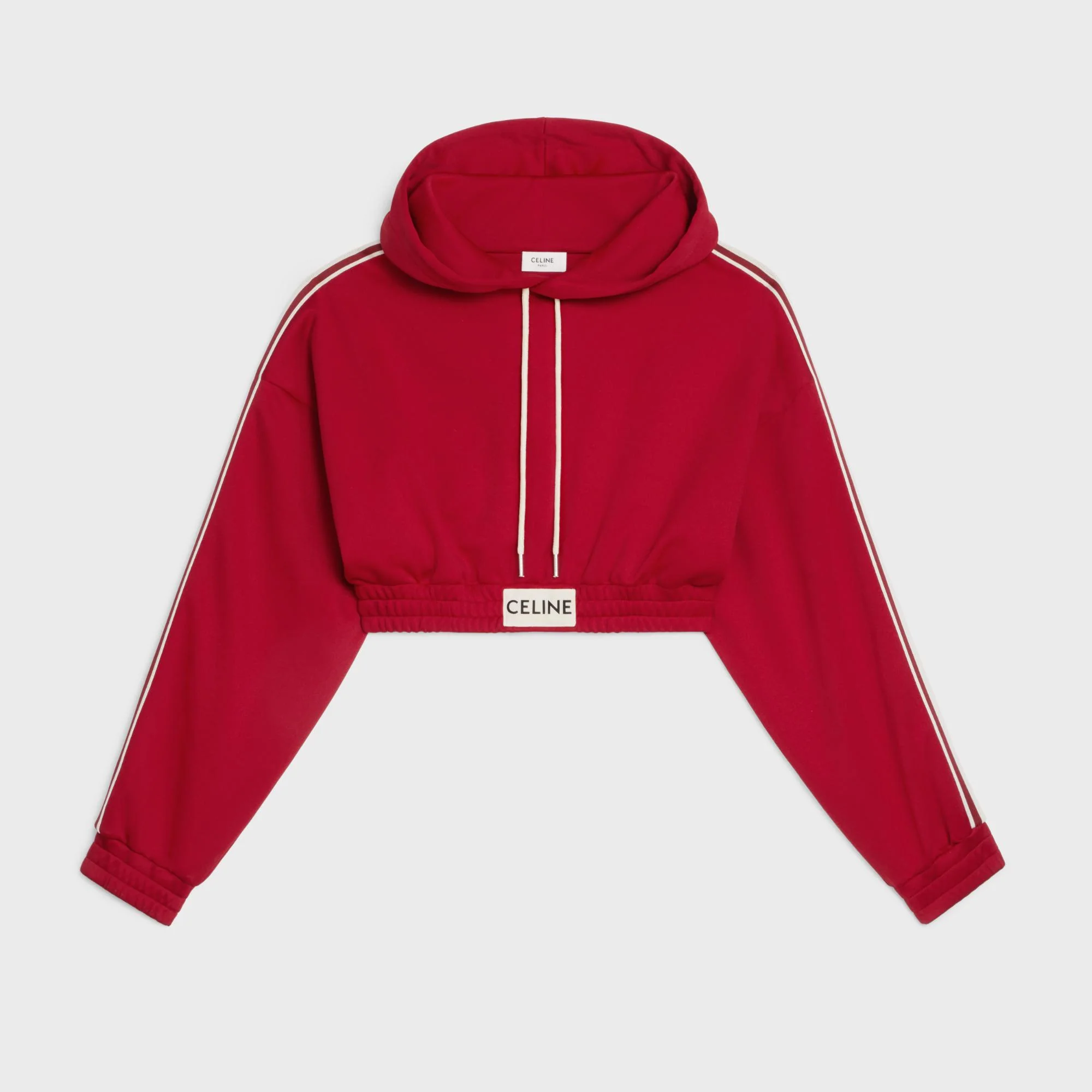 Celine Label Cropped Hoodie - Rust