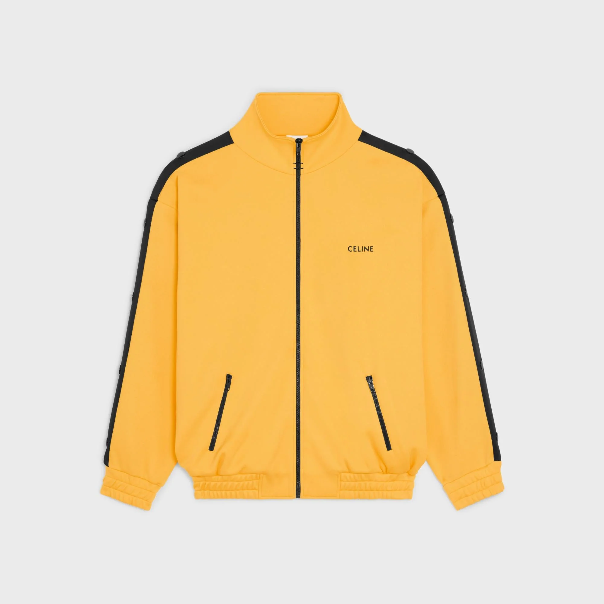 Zip-Up Sweat-Shirt With Snap Bands - Golden Yellow/Black