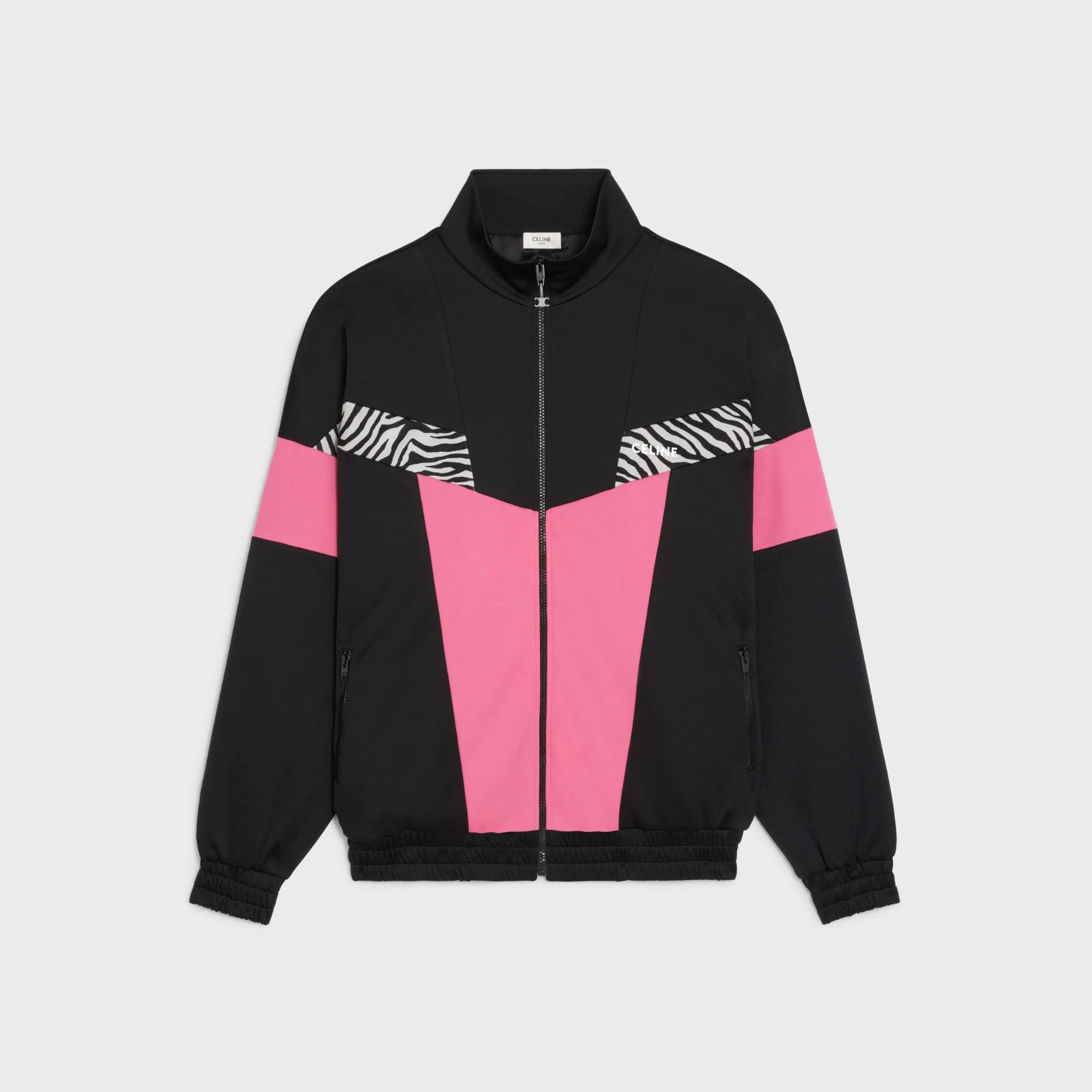 Cut-Out Zip-Up Sweat-Shirt - Black/Rose Dahlia/Zebra - Image 2