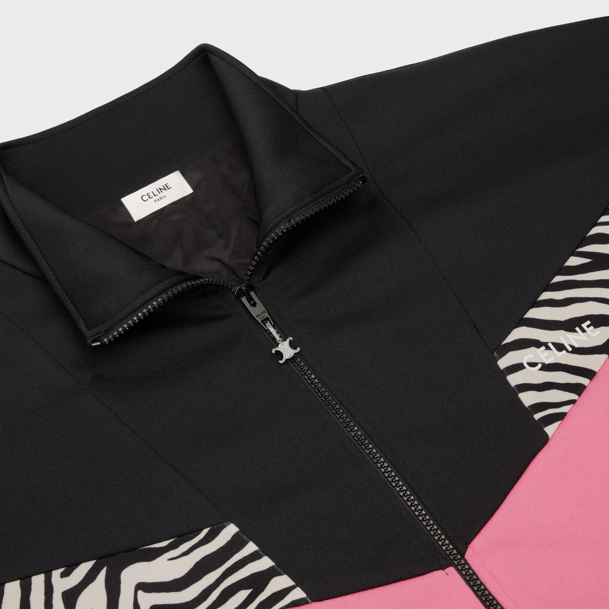 Cut-Out Zip-Up Sweat-Shirt - Black/Rose Dahlia/Zebra - Image 5