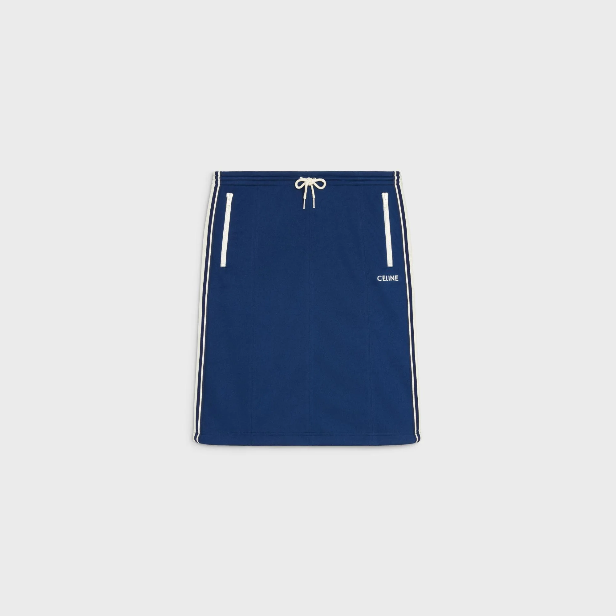 Straight Skirt With Two-Tone Band - Blue/White - Image 2