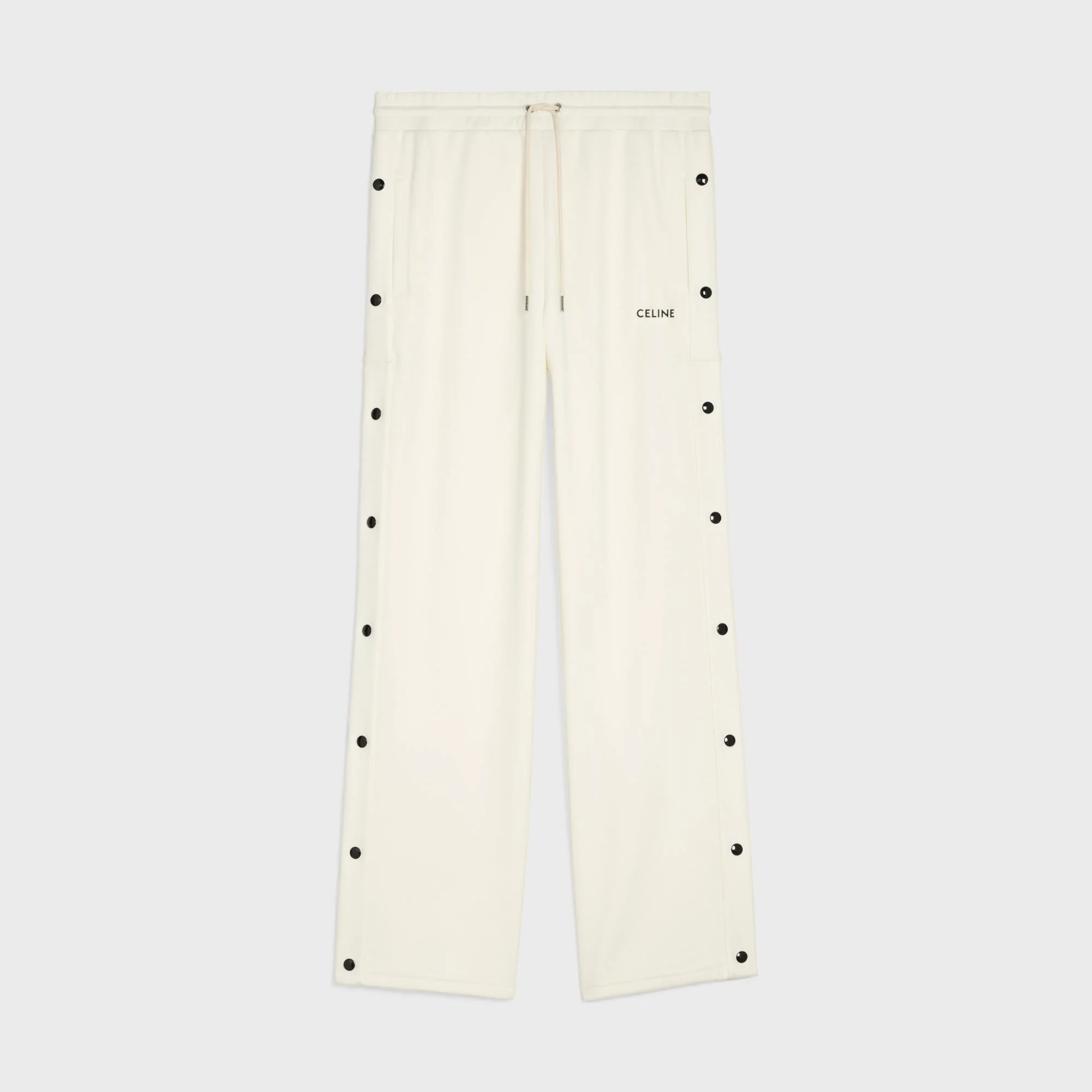 Celine Wide Leg Snap Joggers - Cream - Image 3