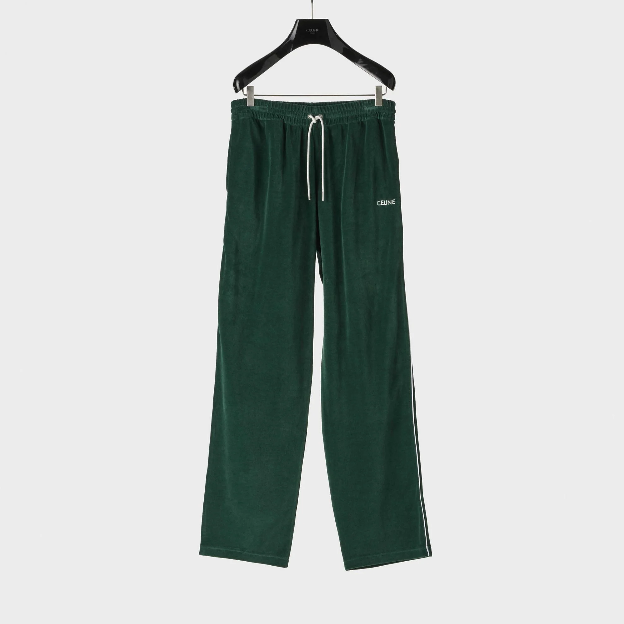 Celine Straight Joggers - Bottle Green/Off White