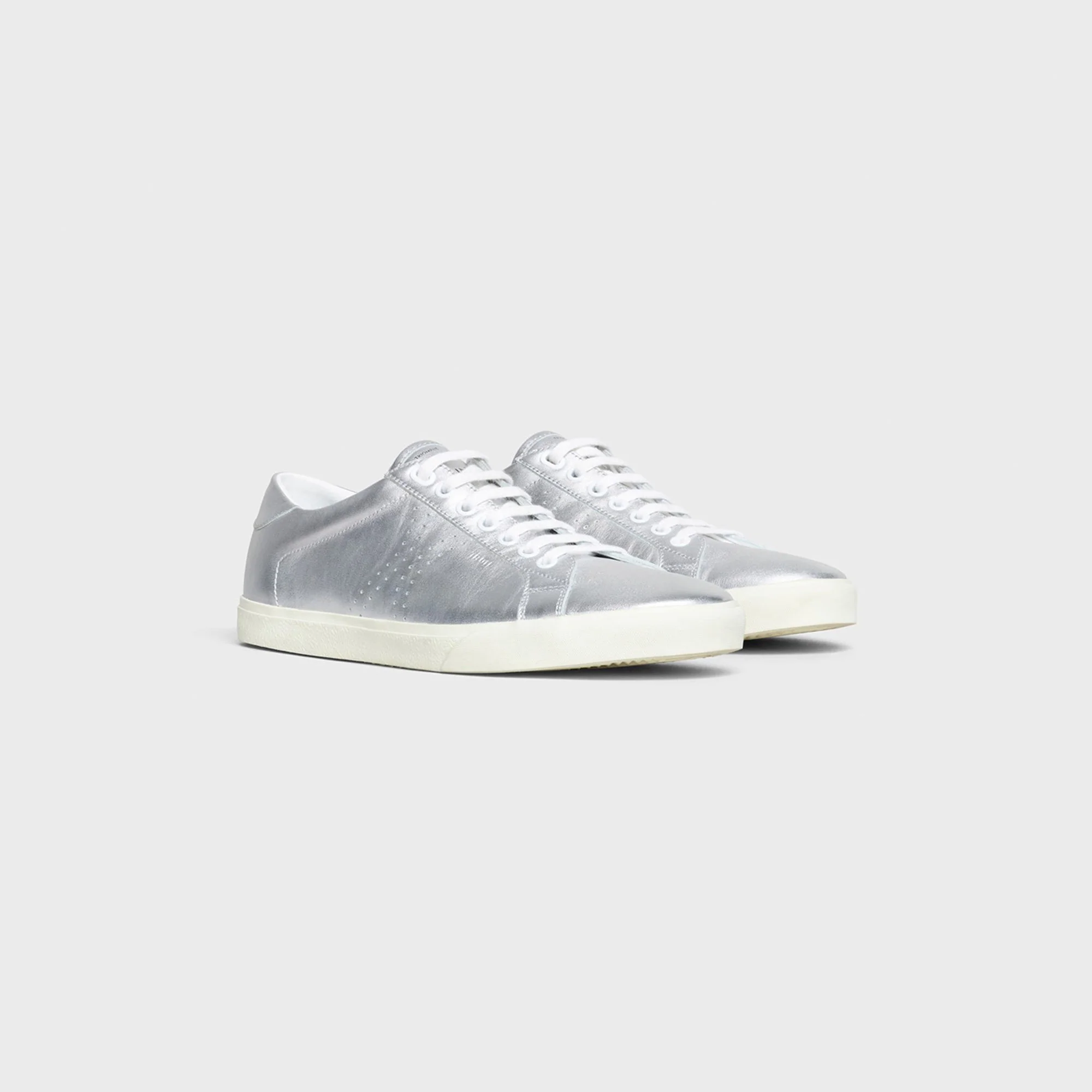 Low Lace Up Sneaker With Perfo - Silver - Image 2
