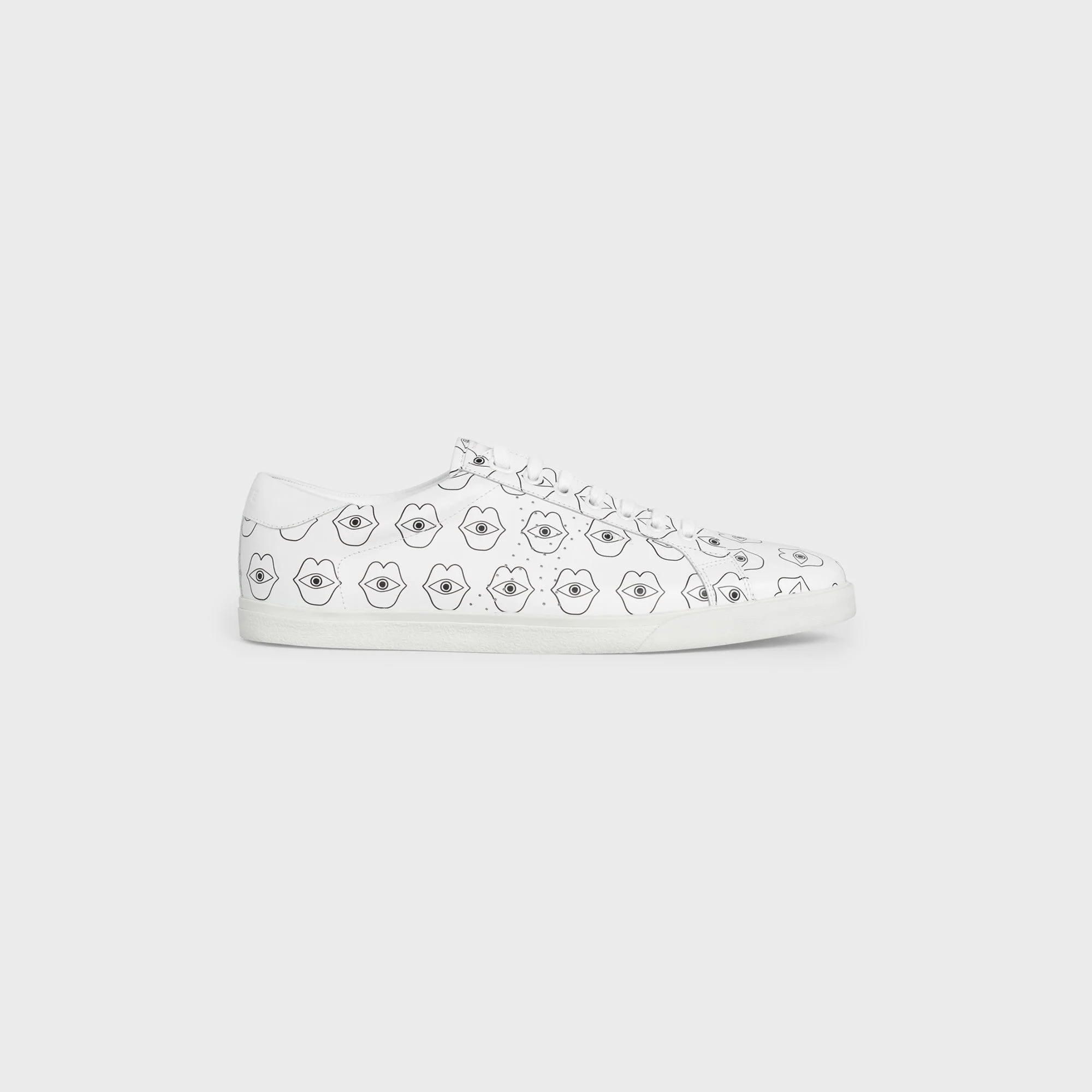 Celine Triomphe Sneakers - Low Lace Up Sneaker Perf Logo - White/Black