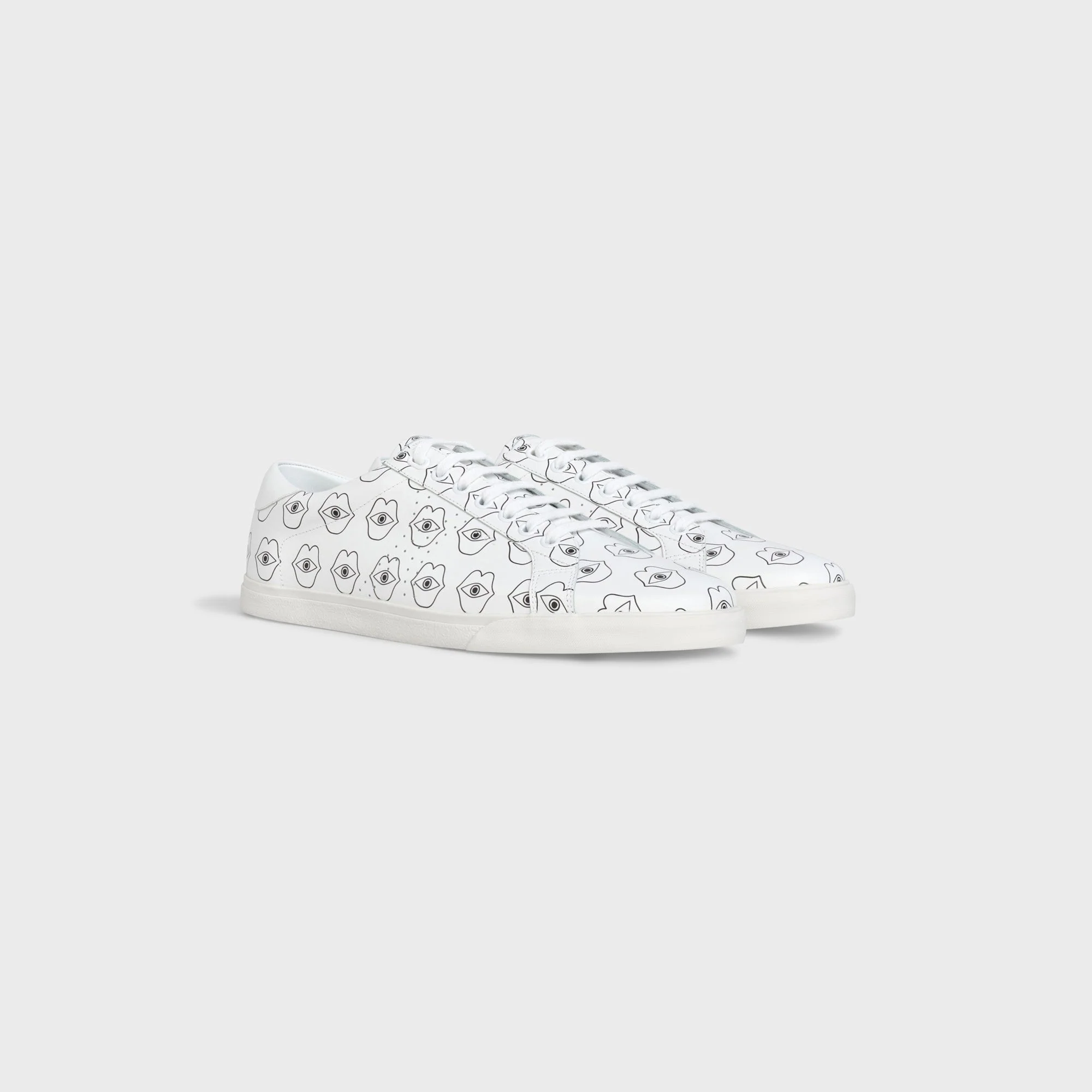 Celine Triomphe Sneakers - Low Lace Up Sneaker Perf Logo - White/Black - Image 2