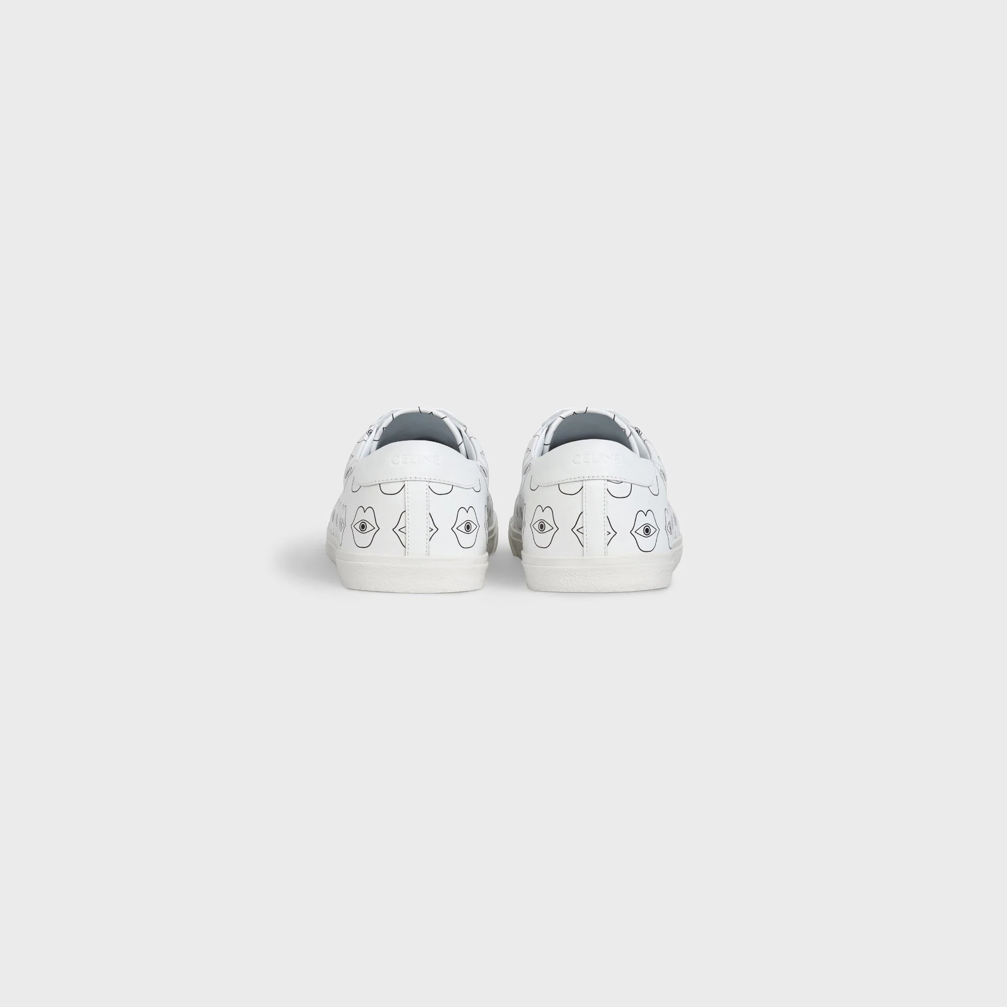 Celine Triomphe Sneakers - Low Lace Up Sneaker Perf Logo - White/Black - Image 3