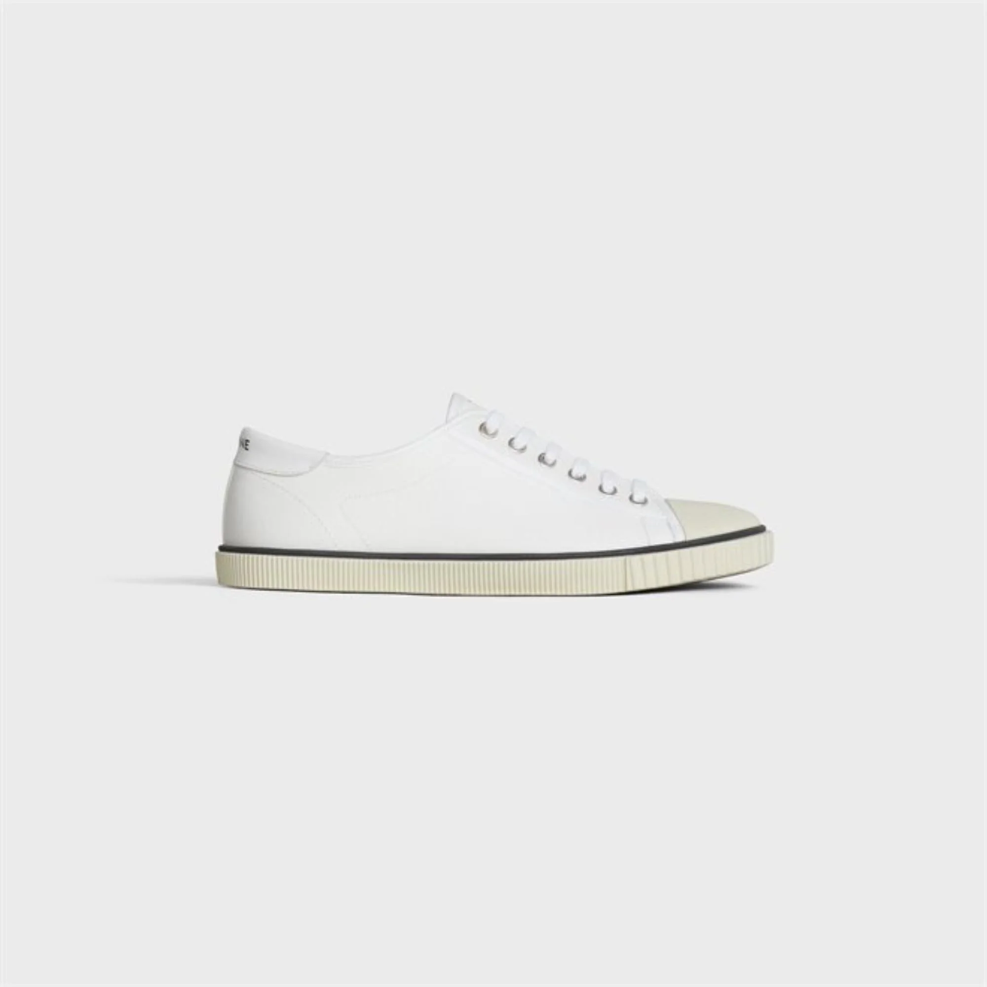 Low Lace Up Sneaker W/Toe Cap - Off White