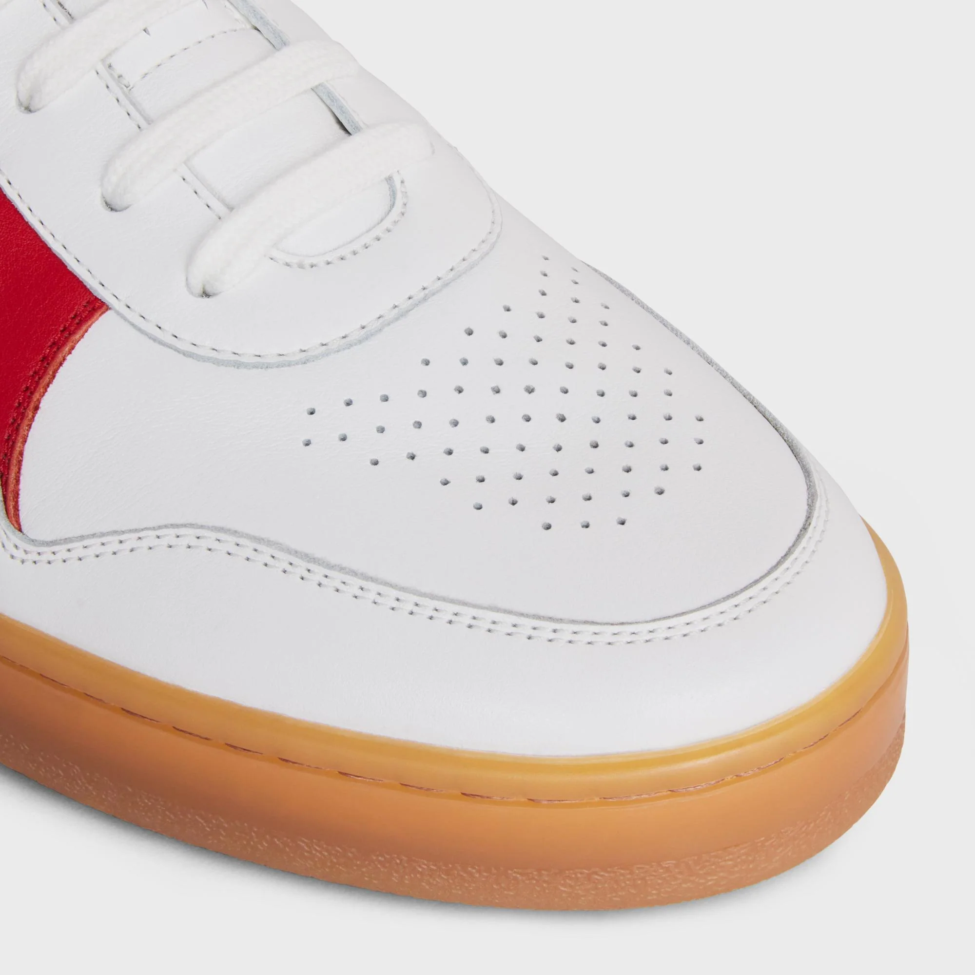 Low Lace-Up Sneaker - Optic White/Red/Beige - Image 3