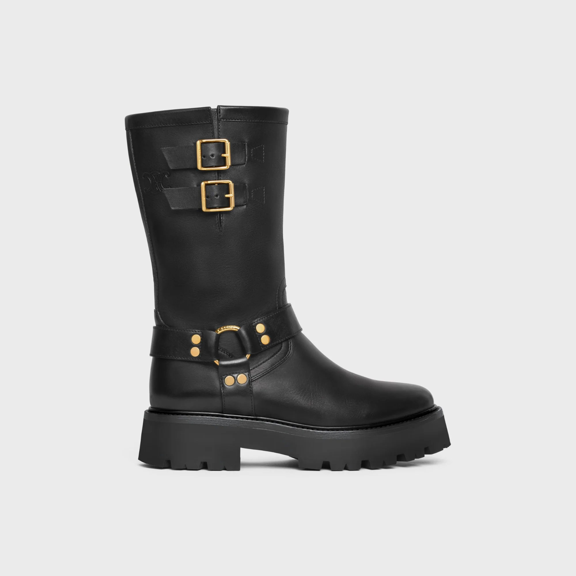 Mid Biker Boot W/Harness 45-Pr - Black/Gold