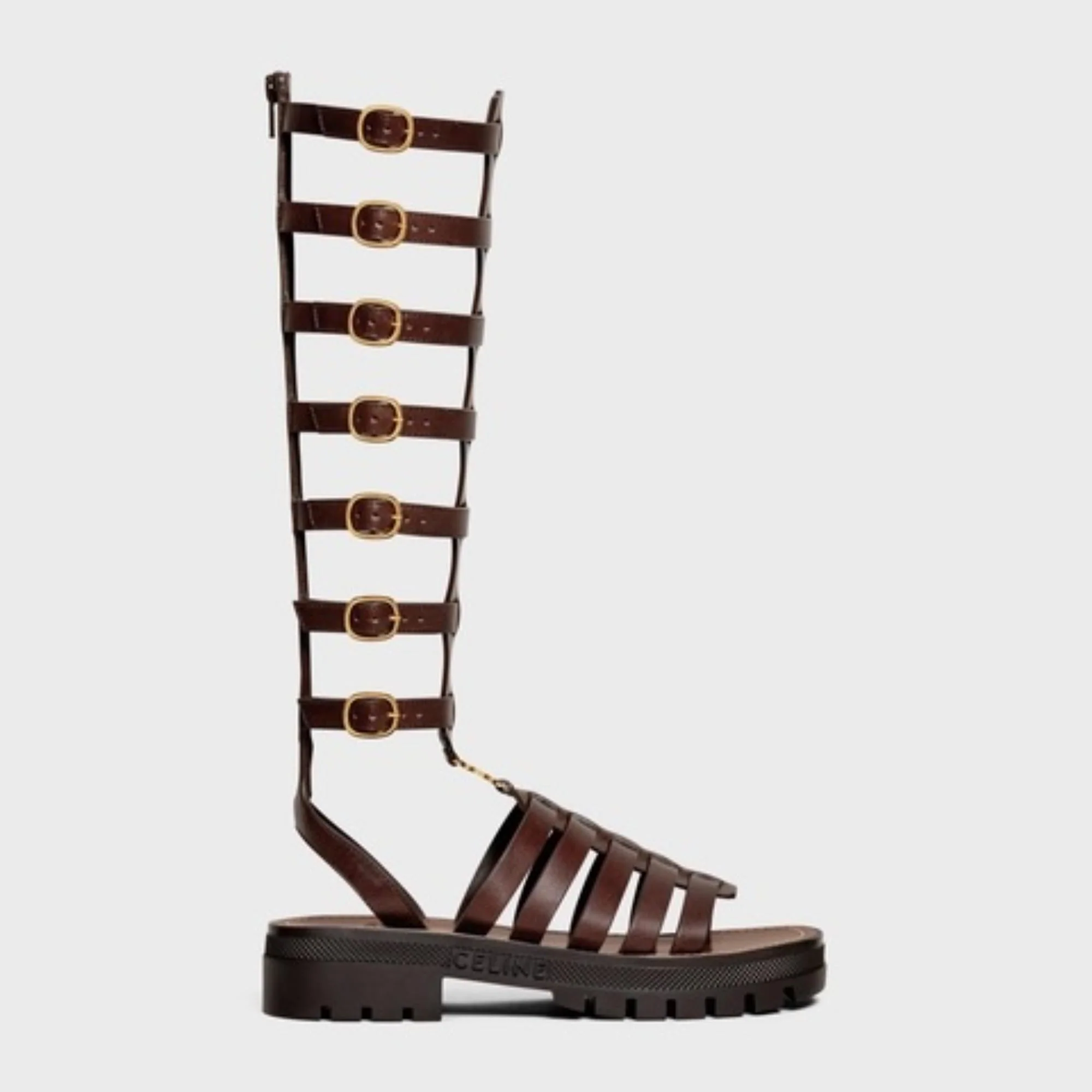 Under The Knee Gladiator Sanda - Dark Brown