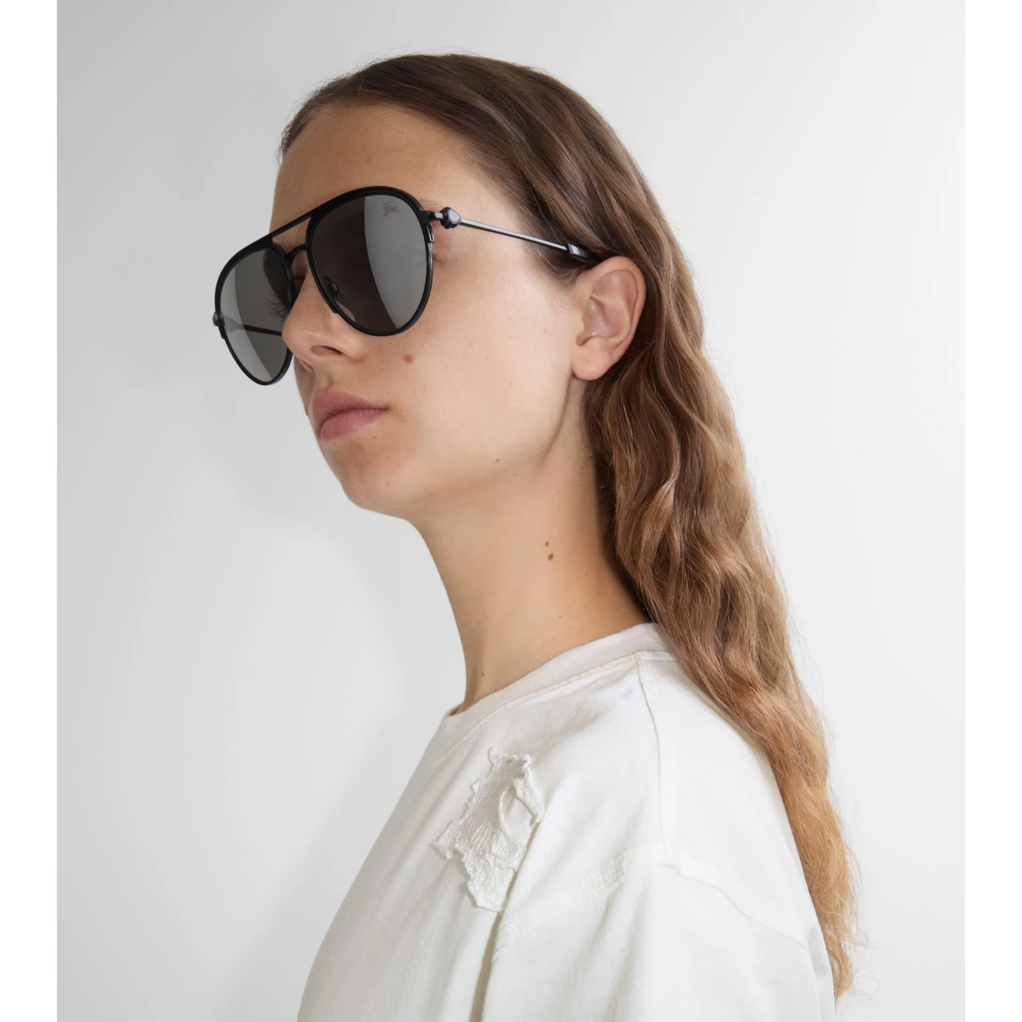Shield Aviator Sunglasses - Black - Image 2