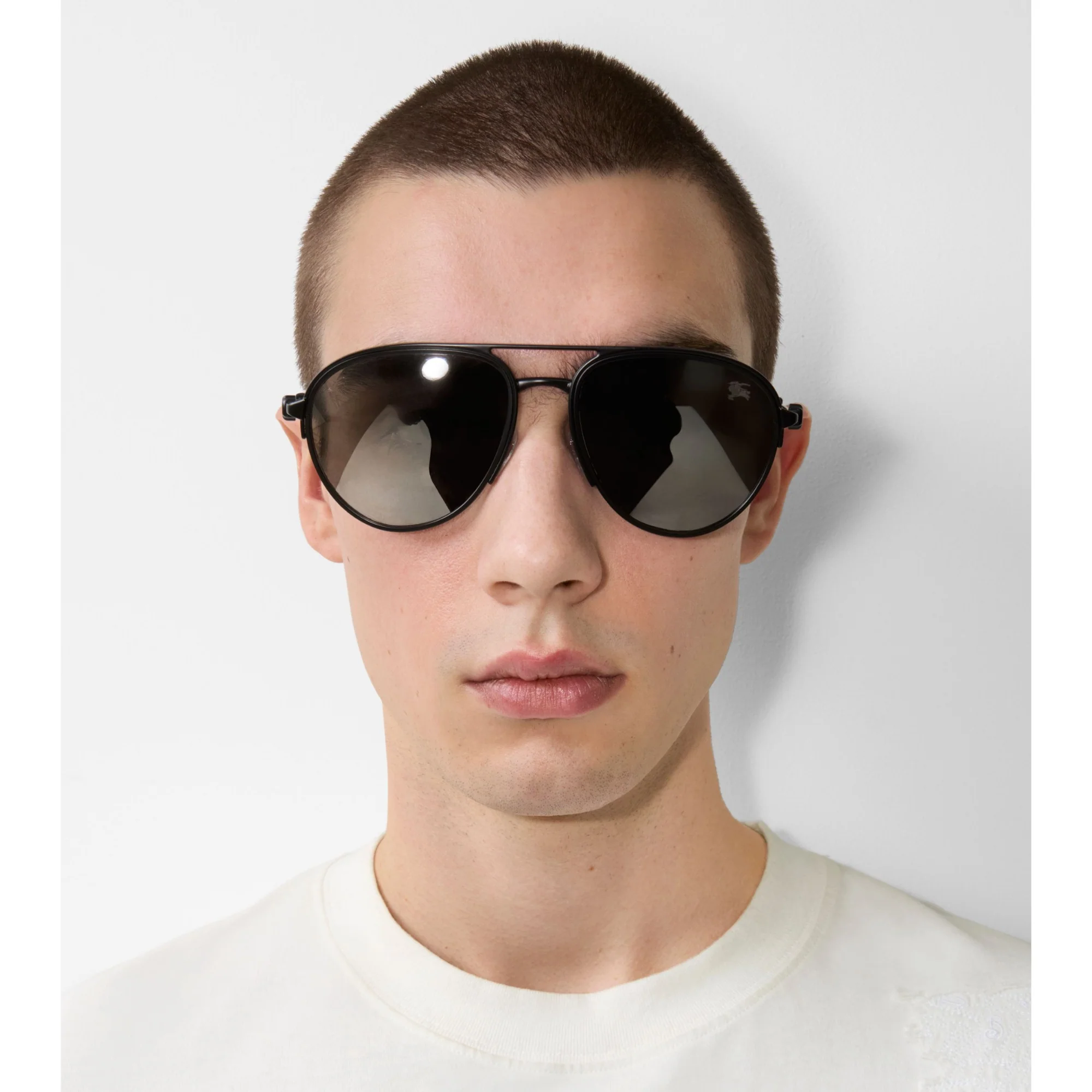 Shield Aviator Sunglasses - Black - Image 3
