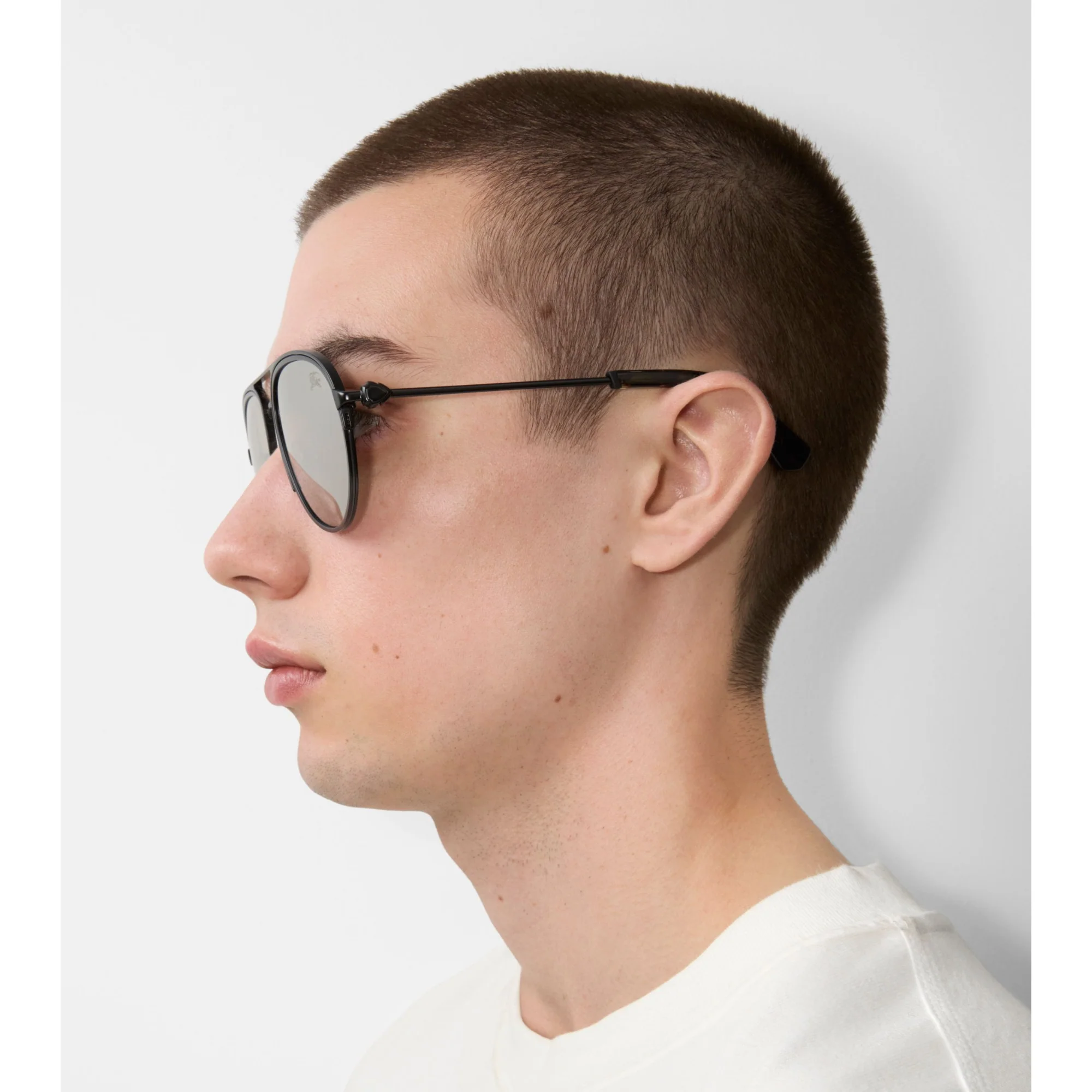 Shield Aviator Sunglasses - Black - Image 4