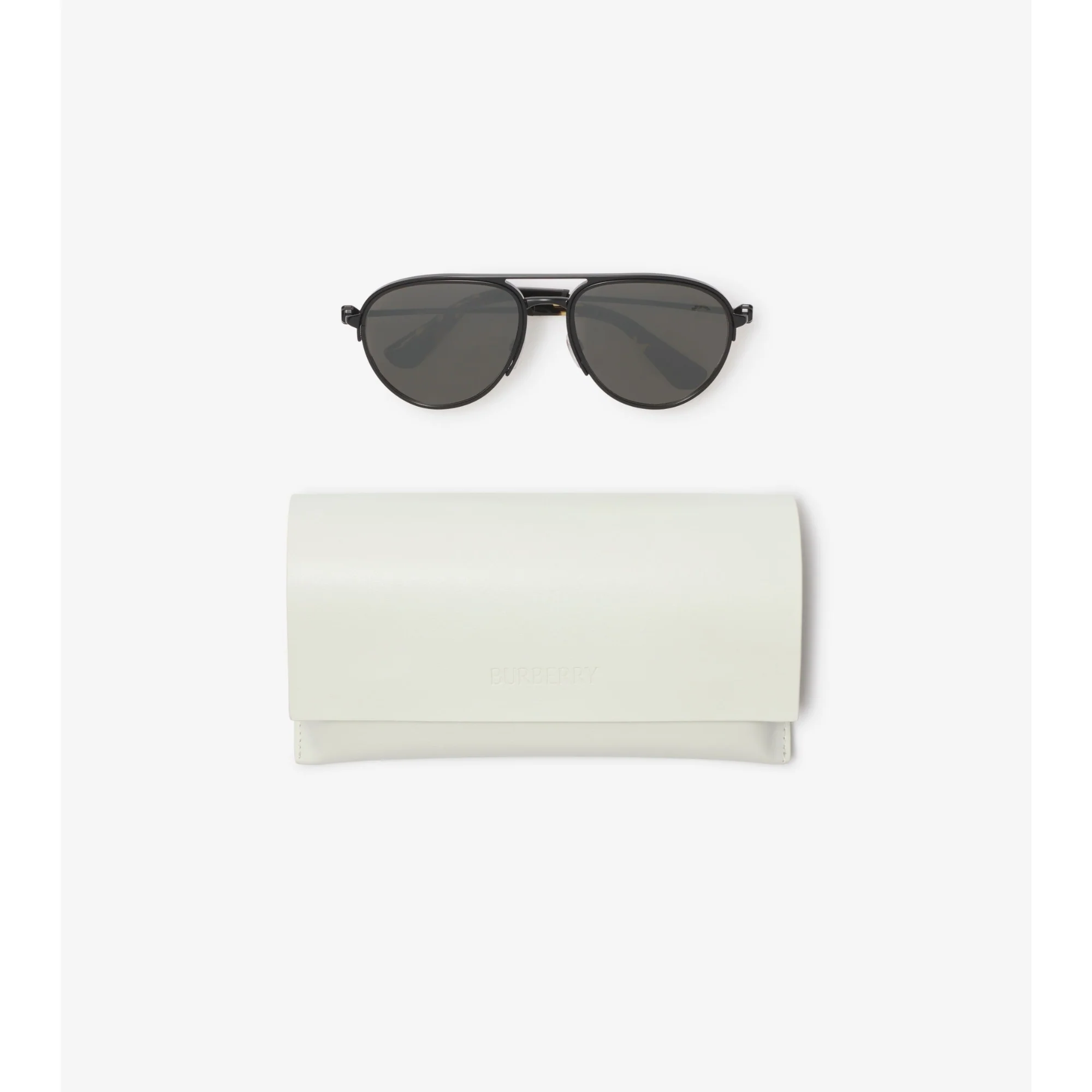 Shield Aviator Sunglasses - Black - Image 7
