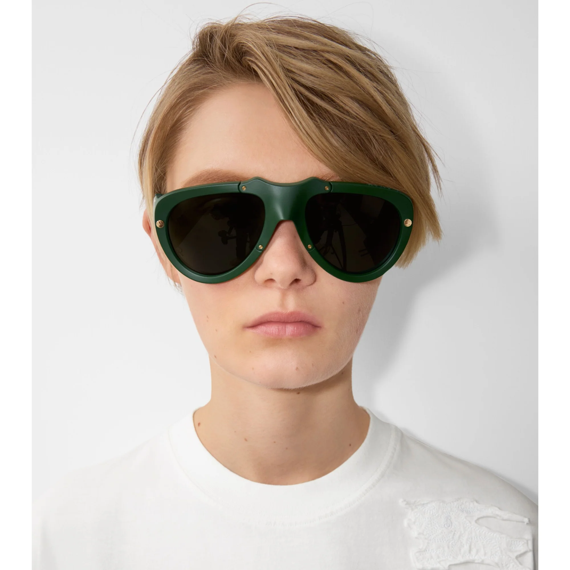 Shield Mask Sunglasses - Dark Forest Green - Image 2