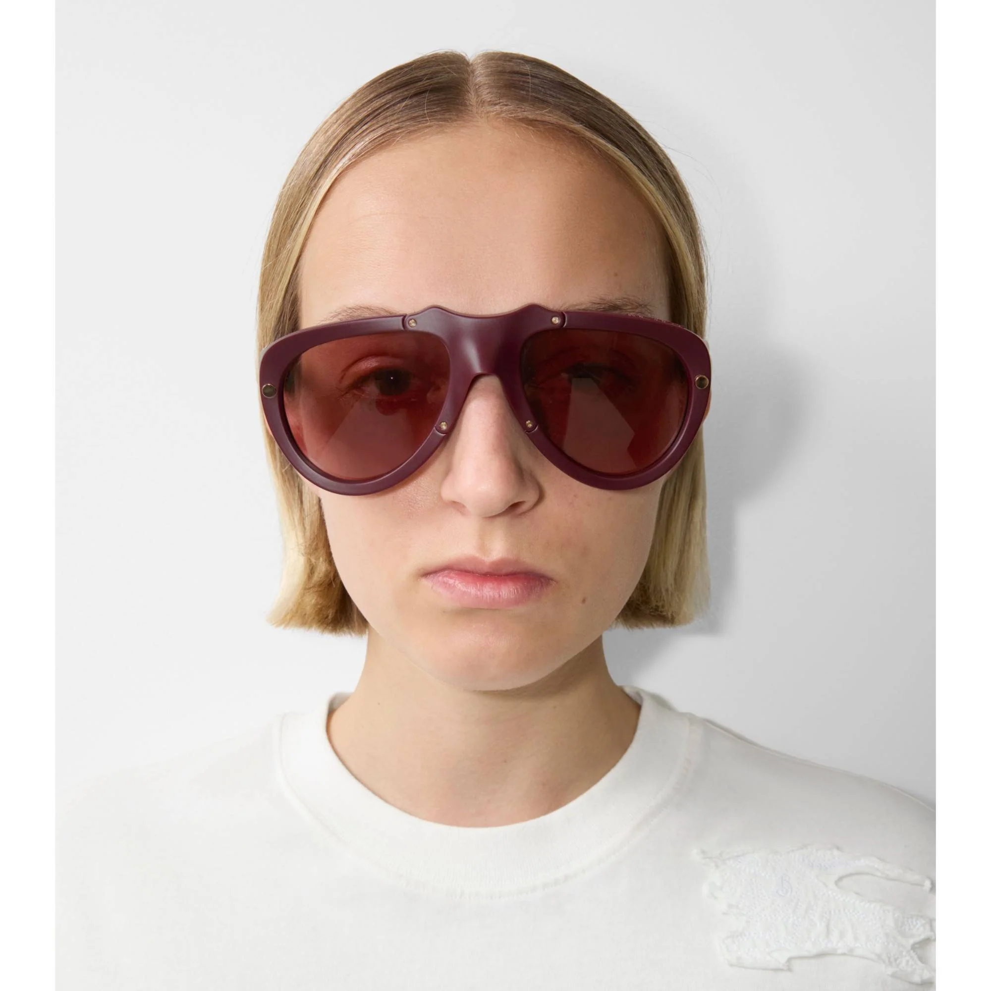 Shield Mask Sunglasses - Dark Red - Image 2