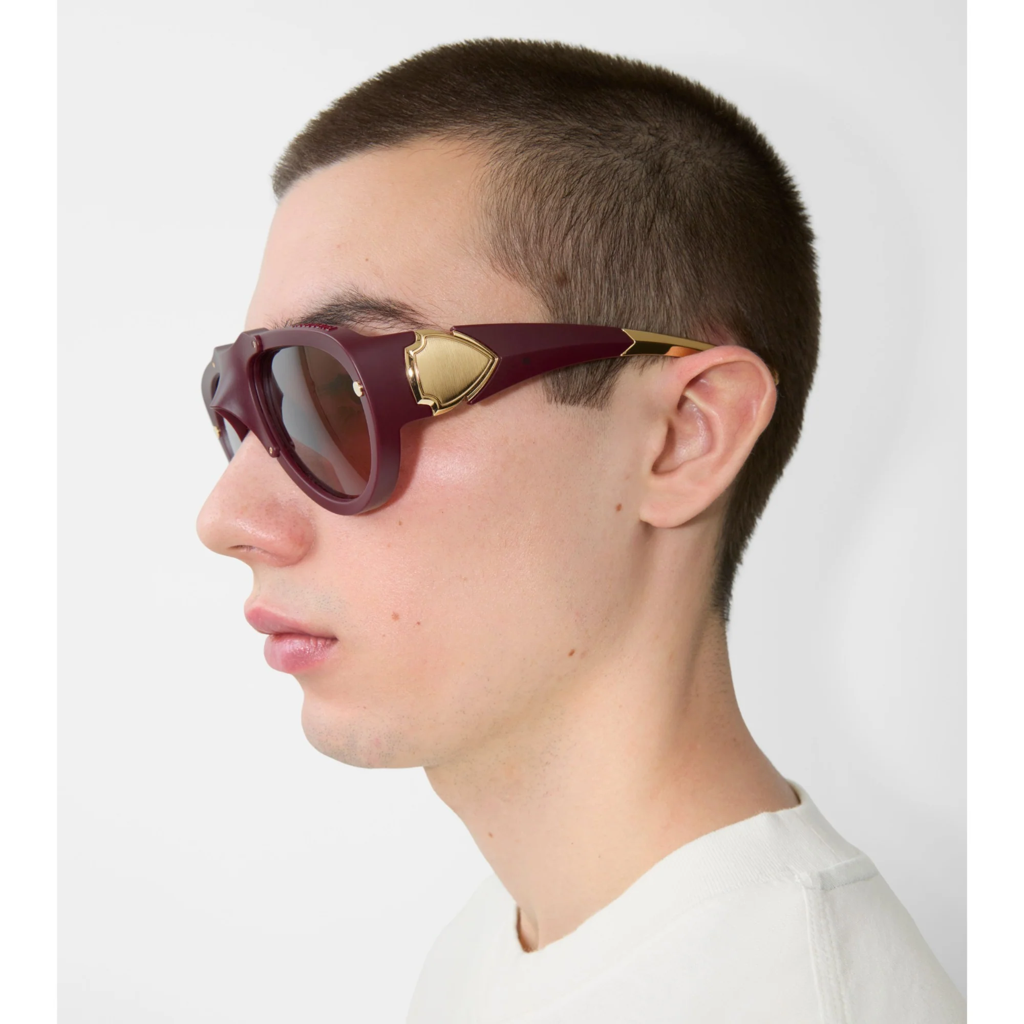 Shield Mask Sunglasses - Dark Red - Image 5