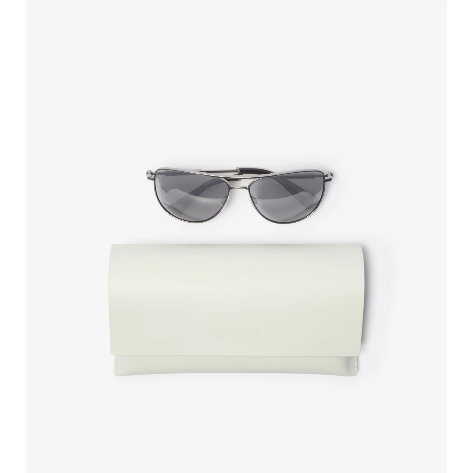 Metal Logo Square Sunglasses - Black - Image 6