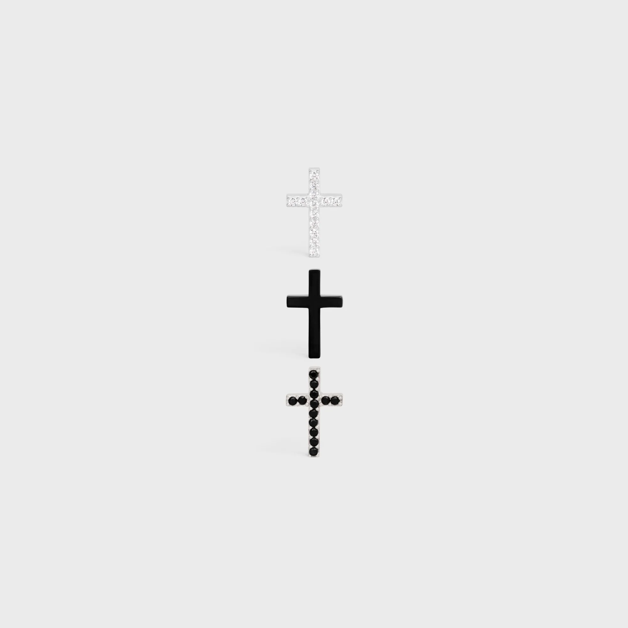 Celine Cross Set Of 3 Studs - Black/Crystal - Image 8