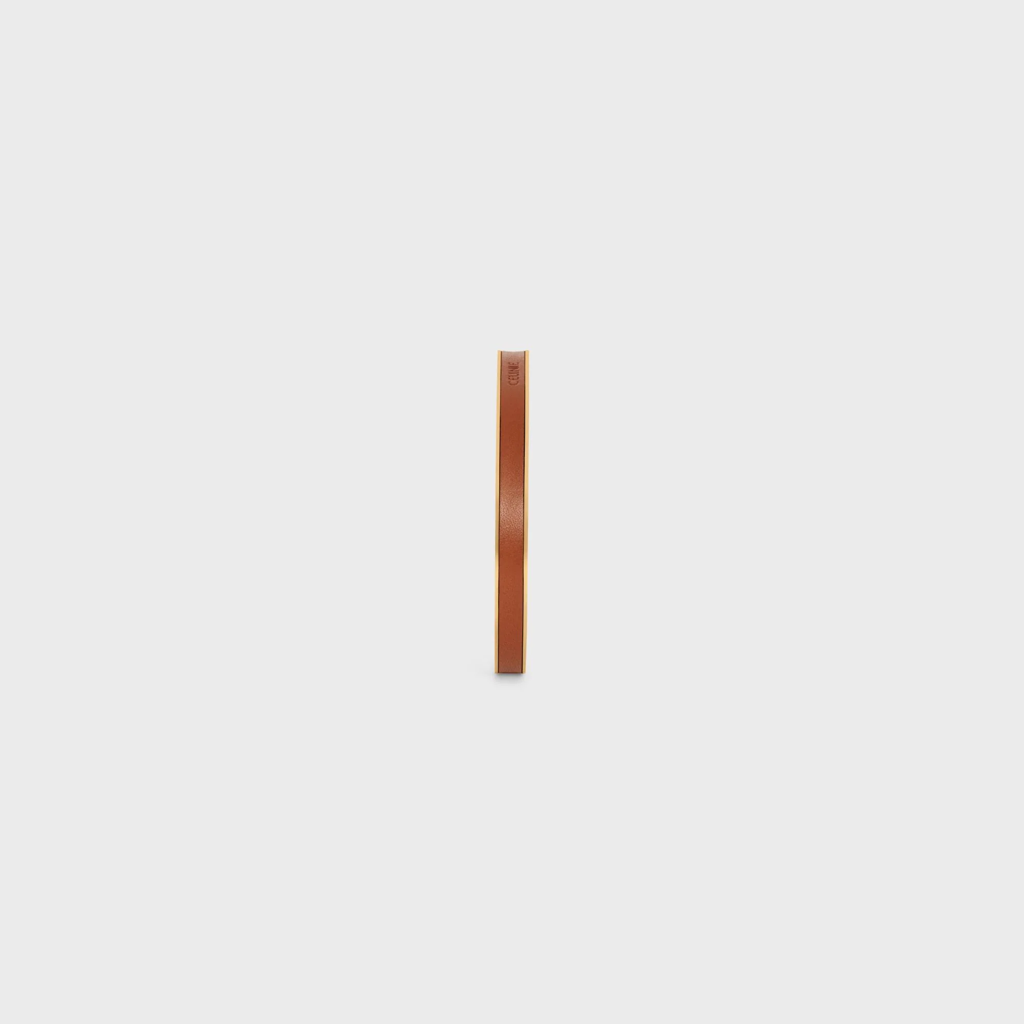 Simple Shapes Leather Cuff - Gold/Tan - Image 3