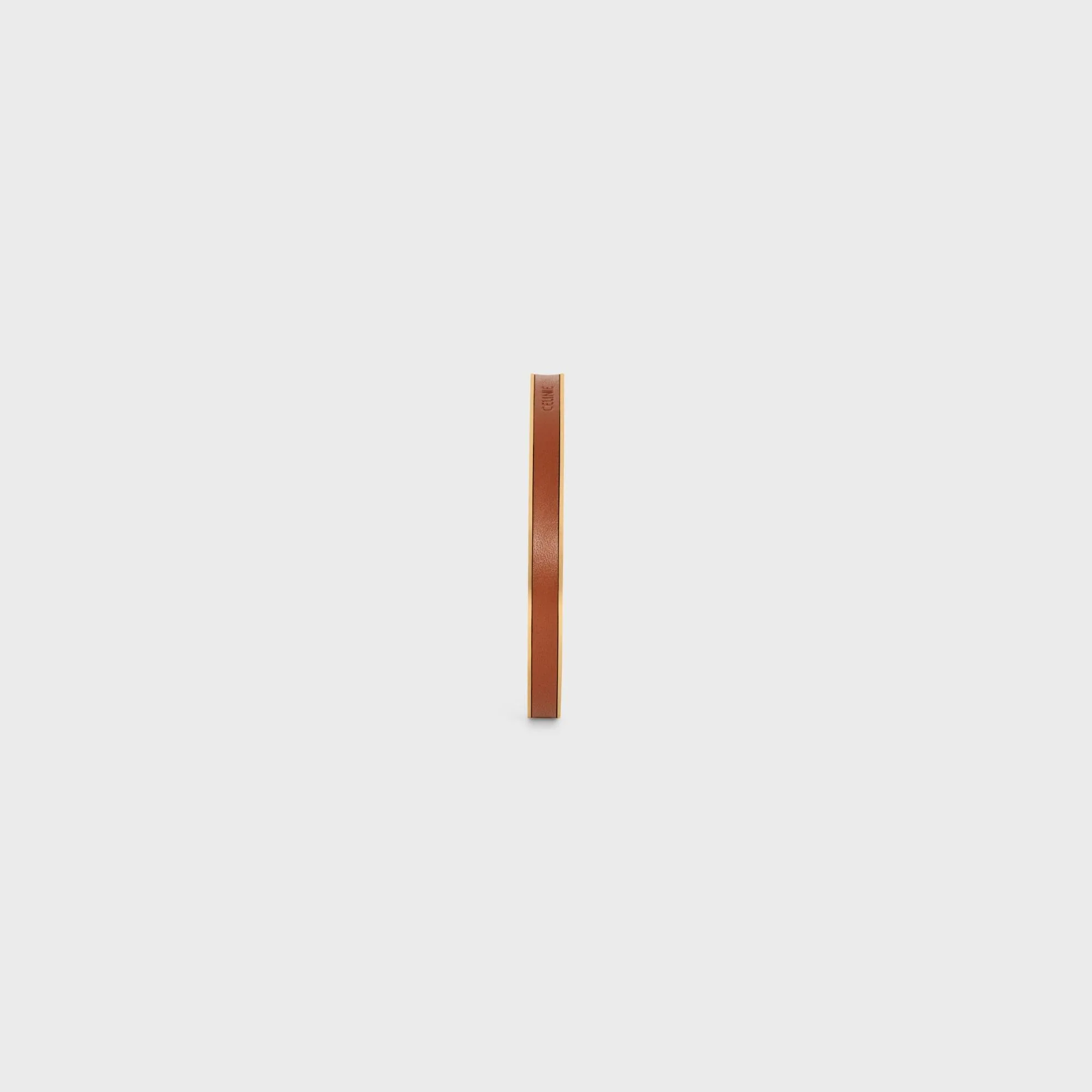 Simple Shapes Leather Cuff - Gold/Tan - Image 3