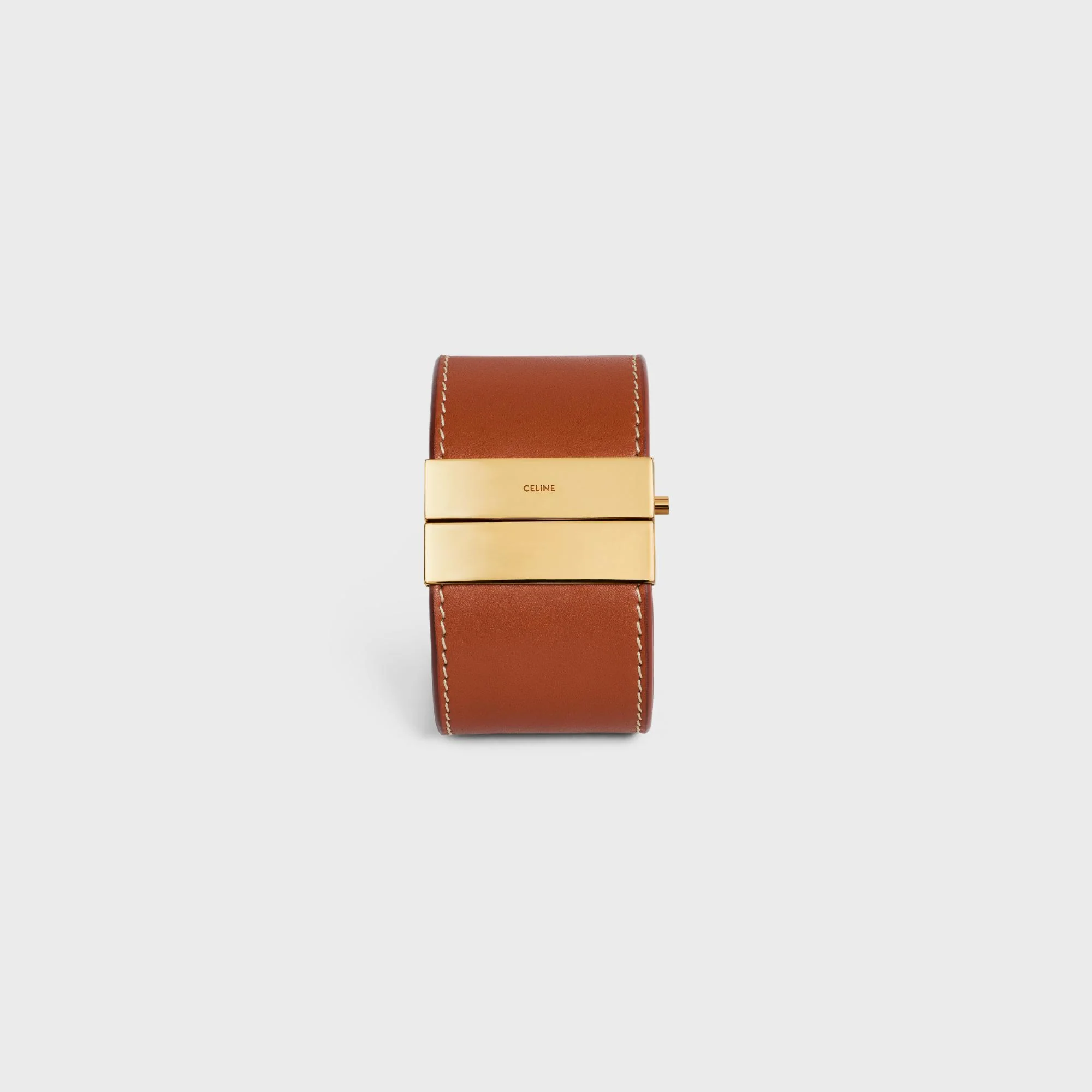 Triumph Embroidered Leather Bracelet - Tan/Ecru - Image 4