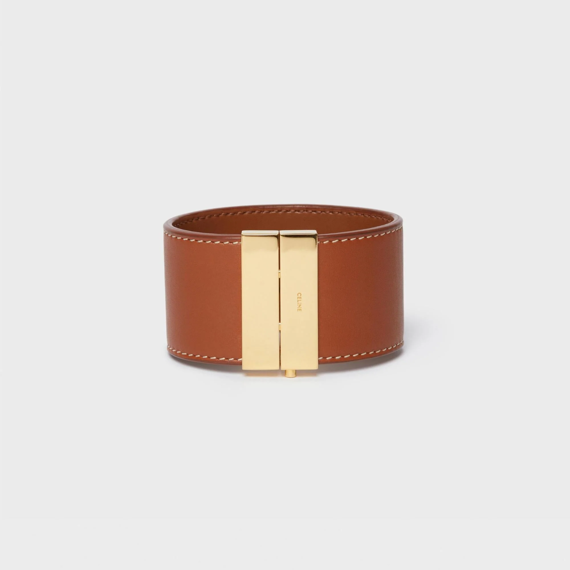 Triumph Embroidered Leather Bracelet - Tan/Ecru - Image 3