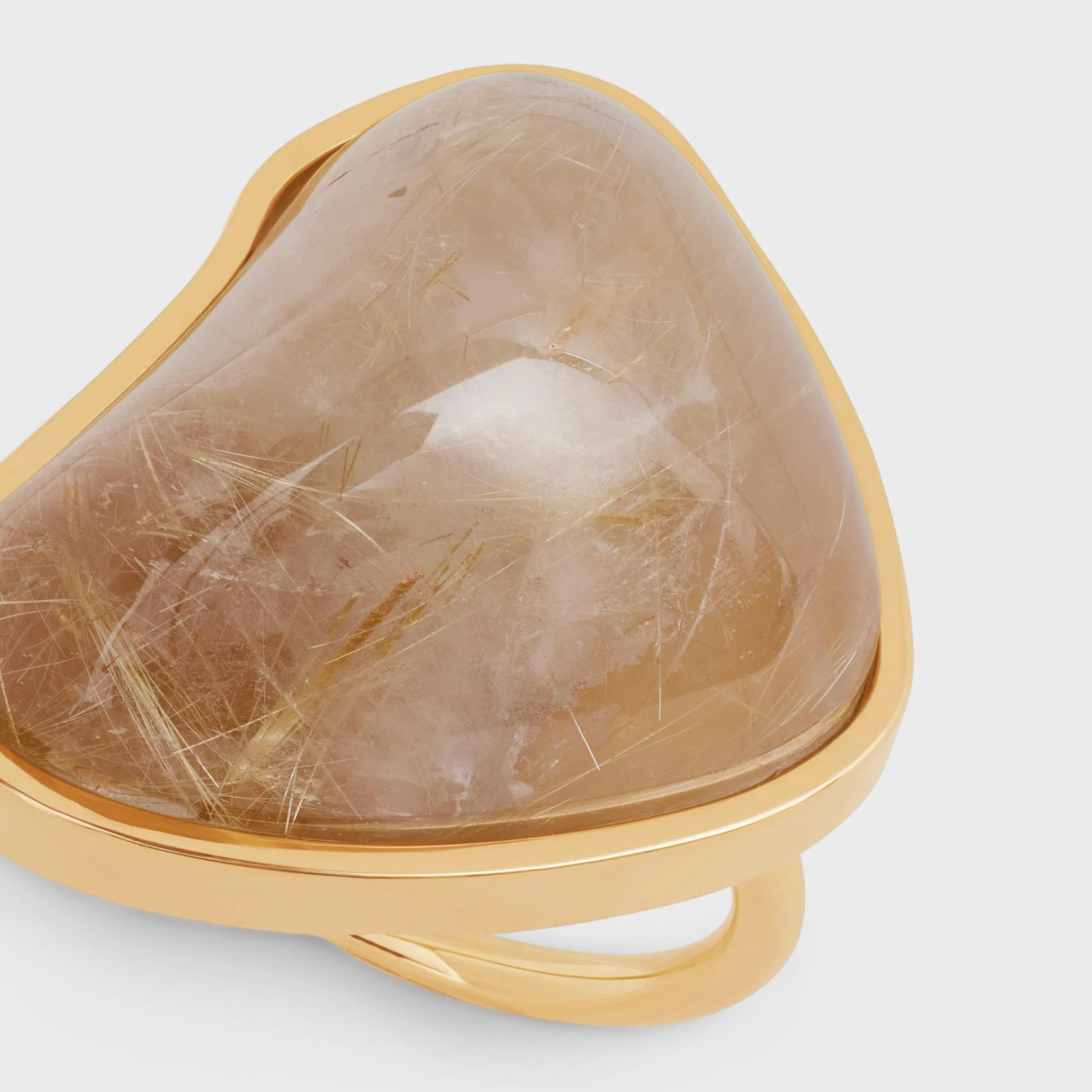 Celine Folk Quartz Ring - Gold/Quartz Rutile - Image 5
