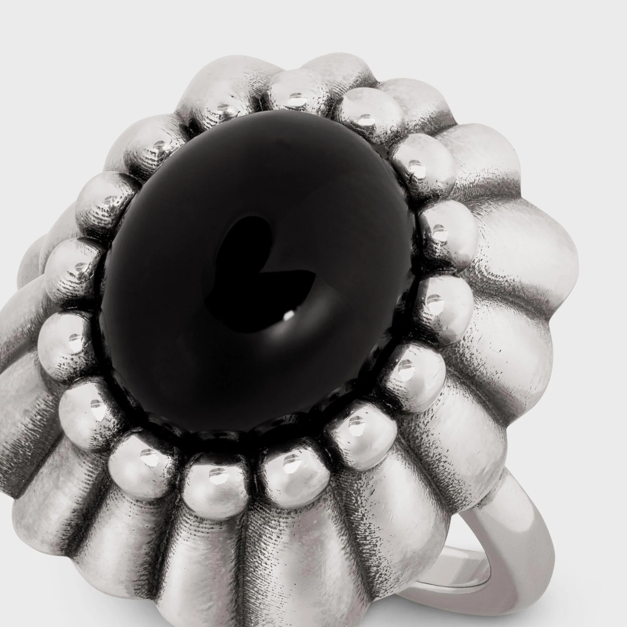 Celine Folk Onyx Ring - Vintage Silver/Onyx - Image 4