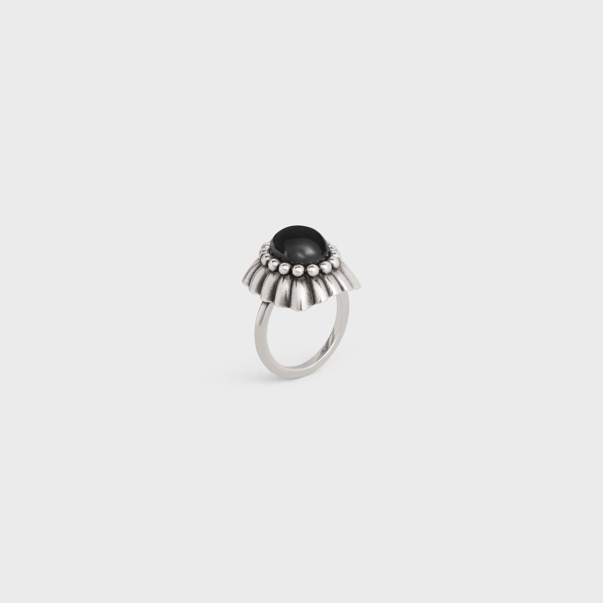 Celine Folk Onyx Ring - Vintage Silver/Onyx - Image 2