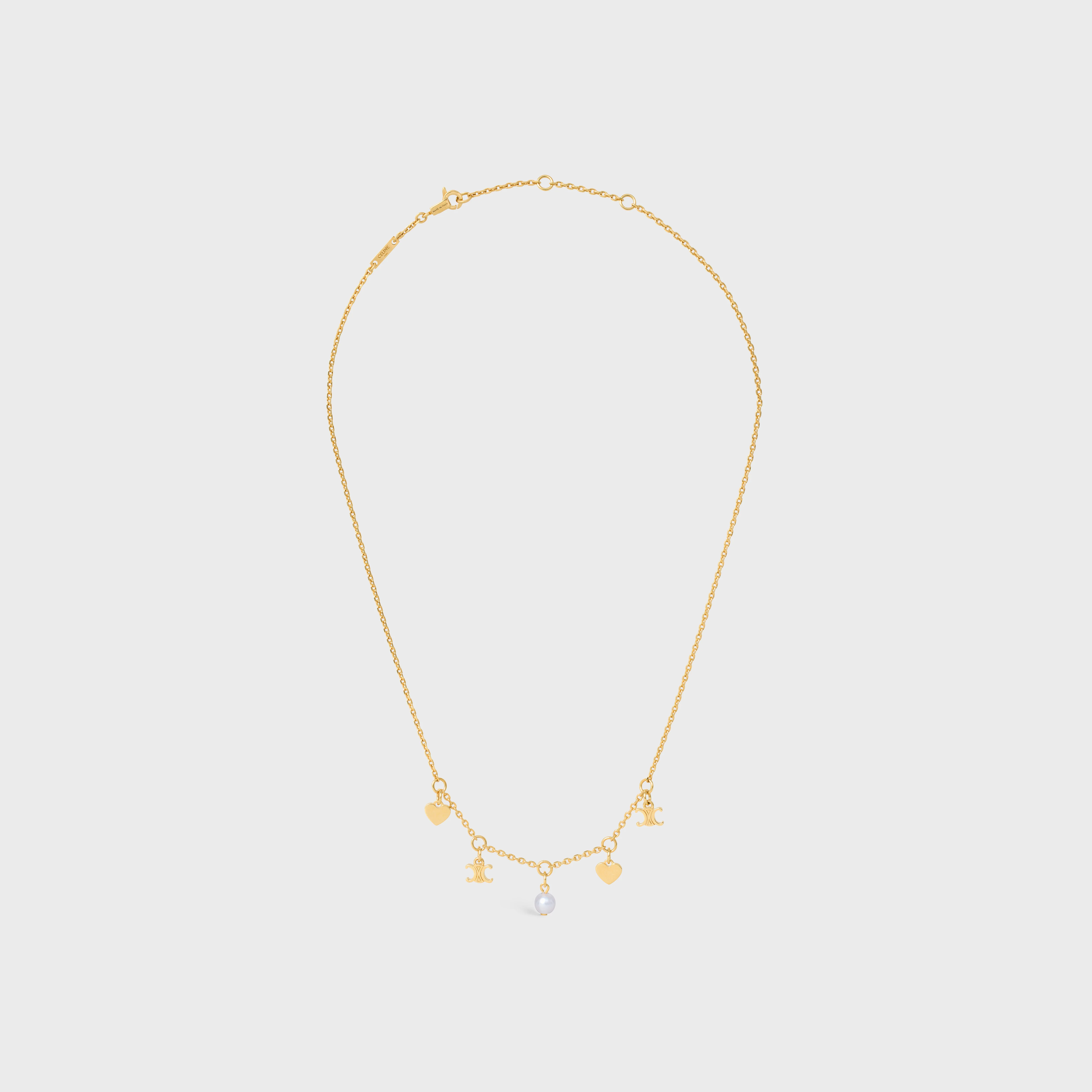 Heart Celine Charms Necklace - Gold/Ivory